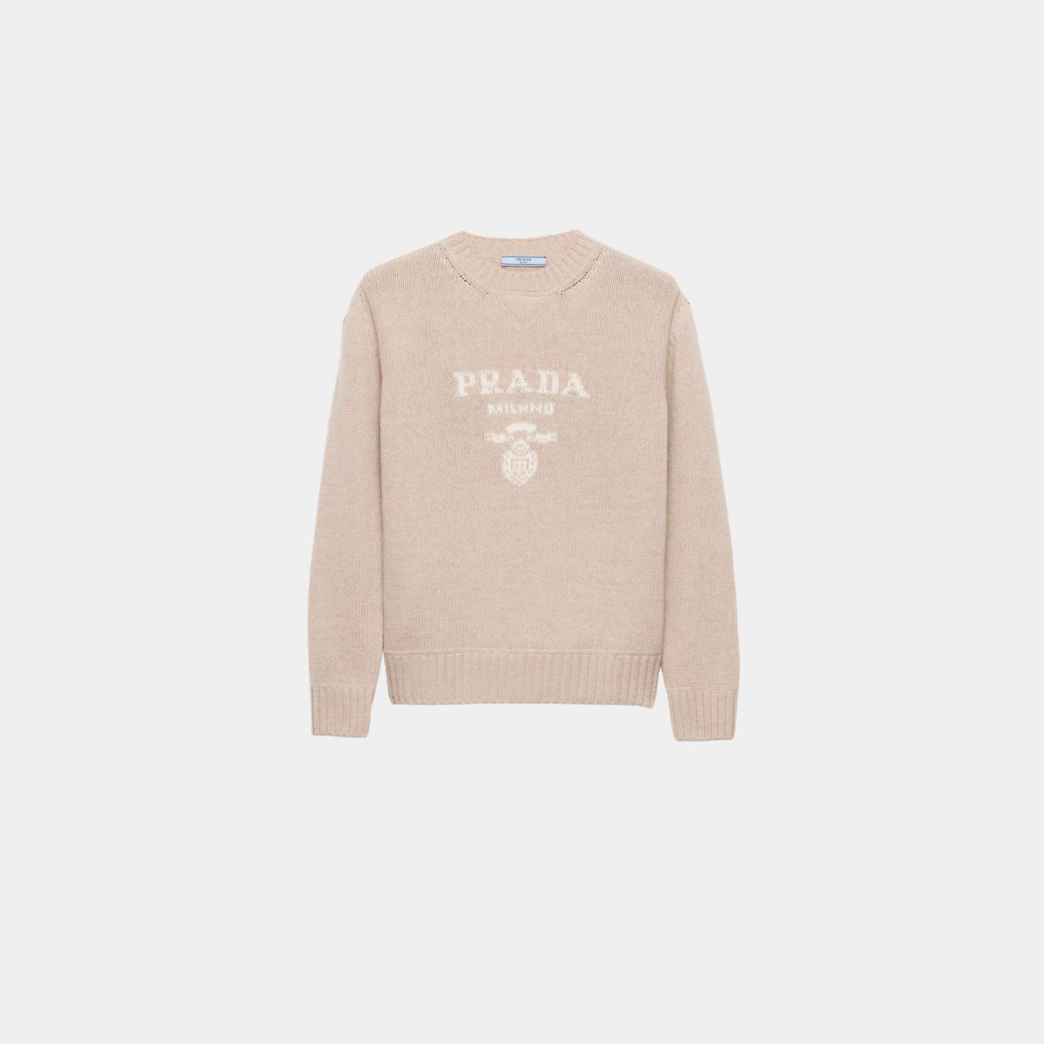 Cashmere and Wool Prada Logo Crew-neck Sweater