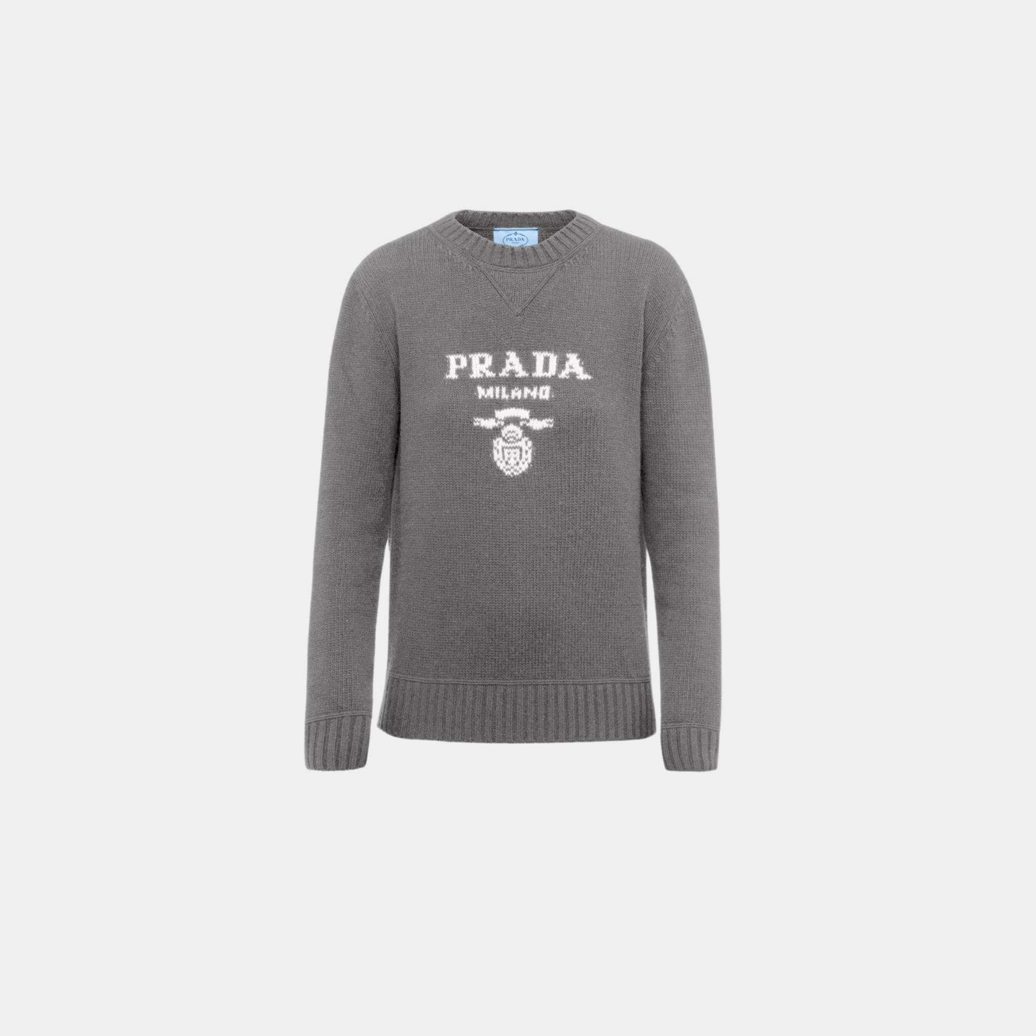 Cashmere and Wool Prada Logo Crew-neck Sweater