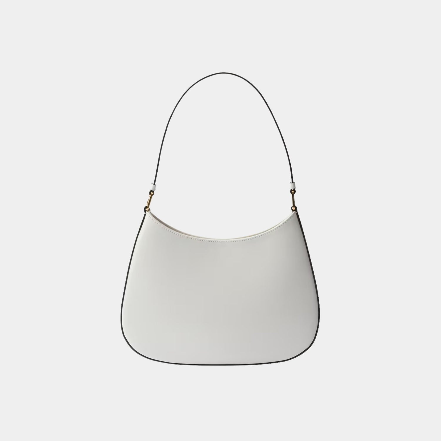 Prada Cleo Printed Brushed Leather Shoulder Bag, White, Back