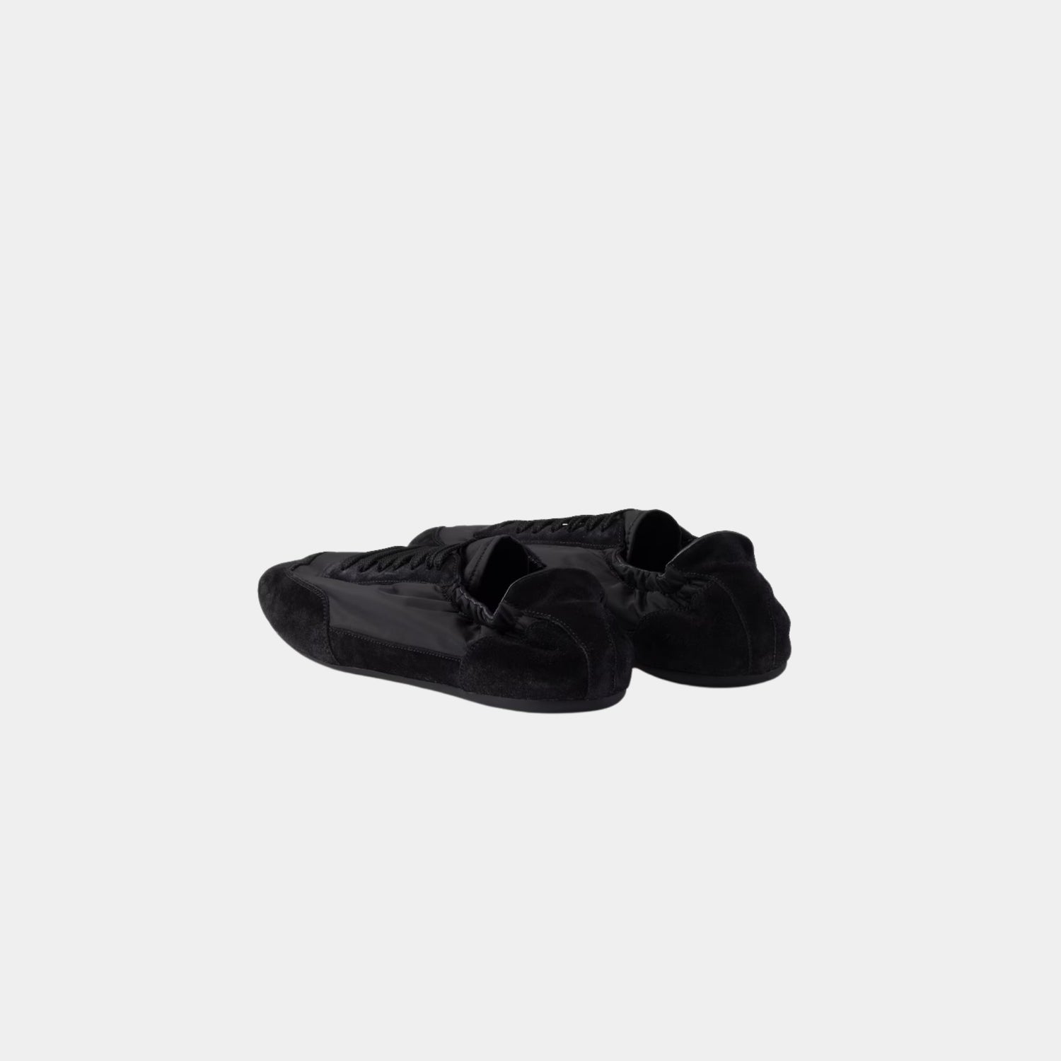 Prada Collapse Re-Nylon And Suede Sneakers, Black, Back