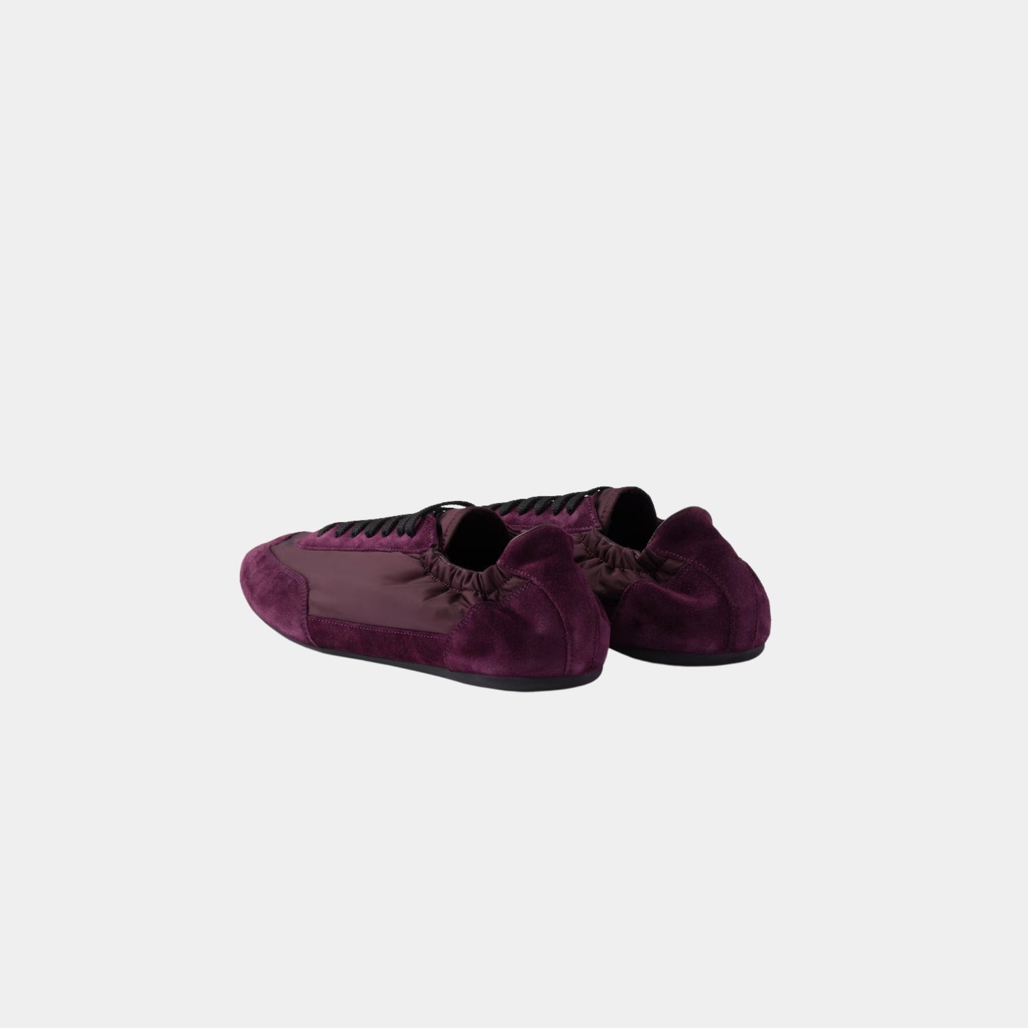 Prada Collapse Re-Nylon And Suede Sneakers, Burgundy, Back