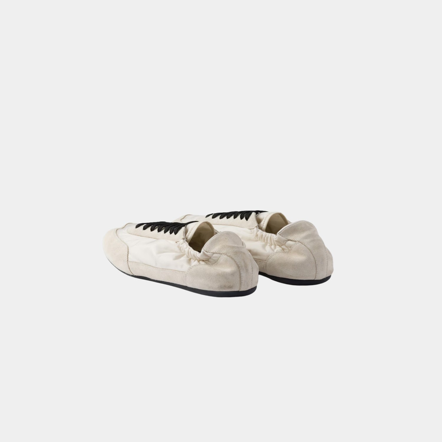 Prada Collapse Re-Nylon And Suede Sneakers, Ivory, Back