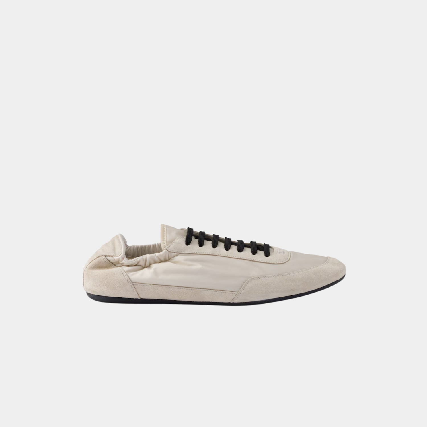 Prada Collapse Re-Nylon And Suede Sneakers, Ivory, Side