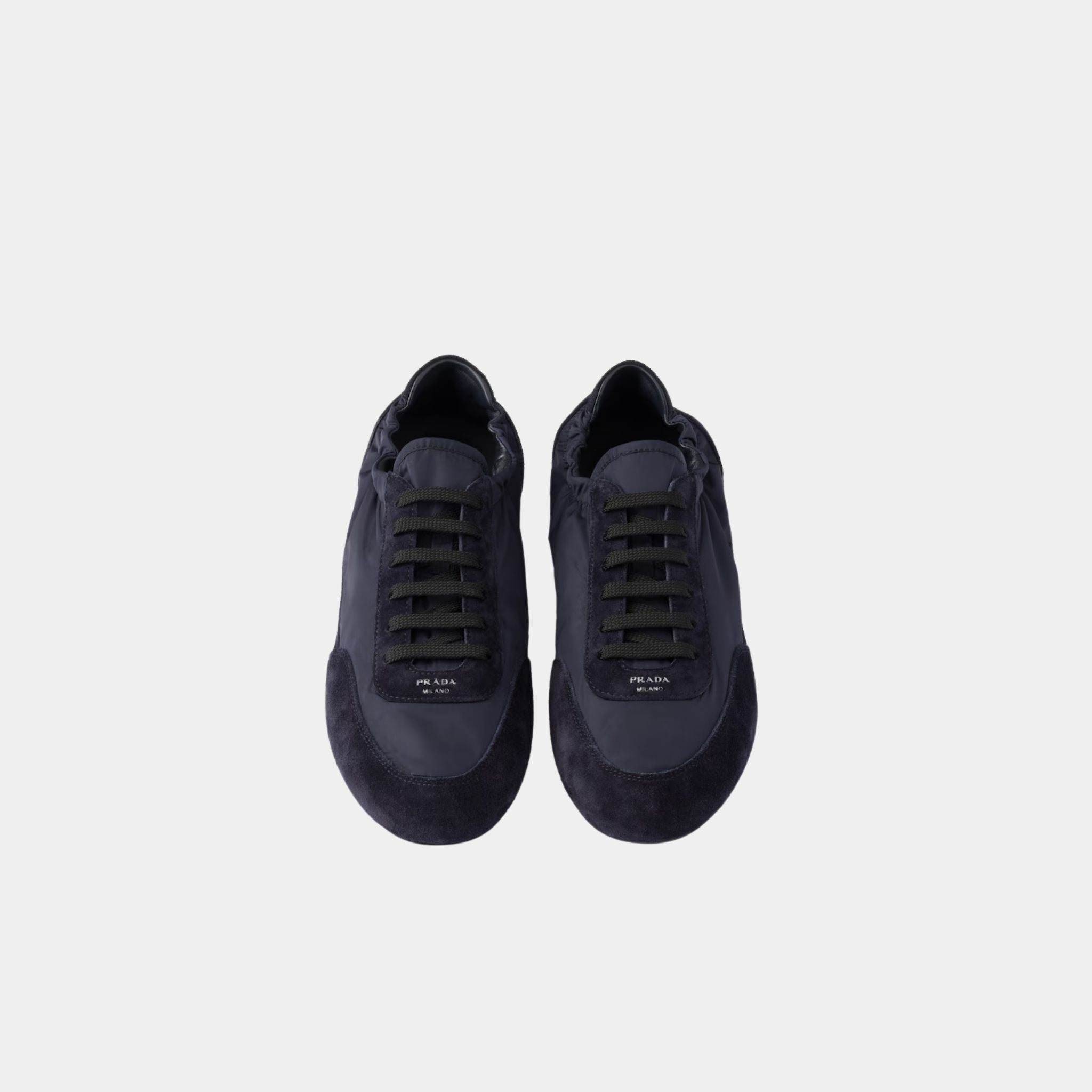 Prada Collapse Re-Nylon And Suede Sneakers, Navy, Top