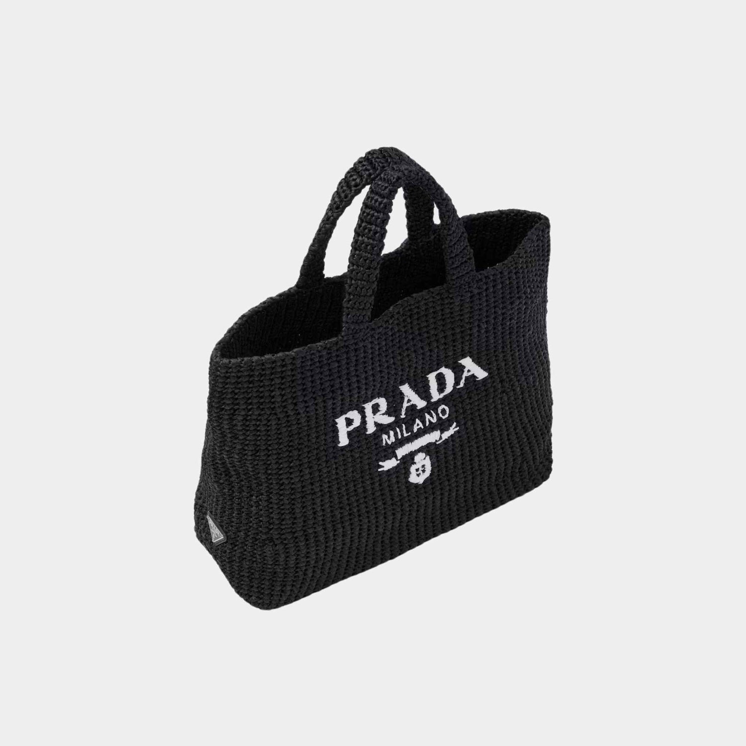 Prada Crochet Tote Bag, Black, Top