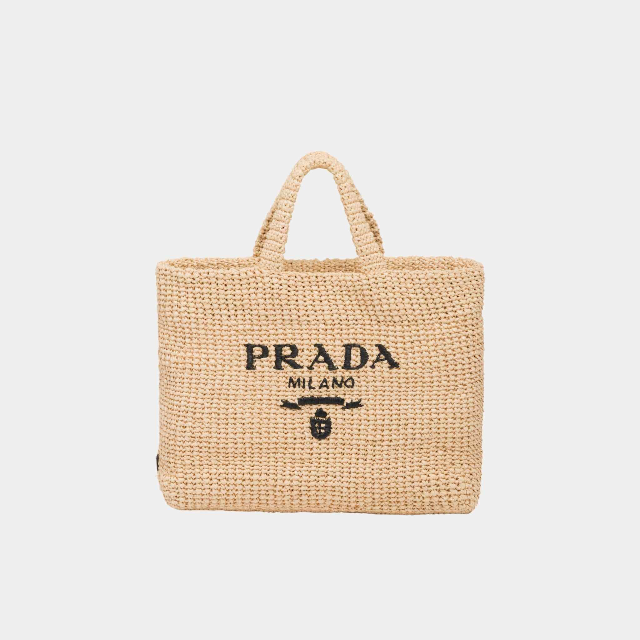 Prada Crochet Tote Bag, Natural, Front