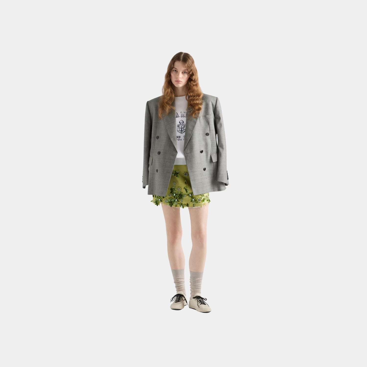 Prada Double Breasted Grisaille Jacket, Model