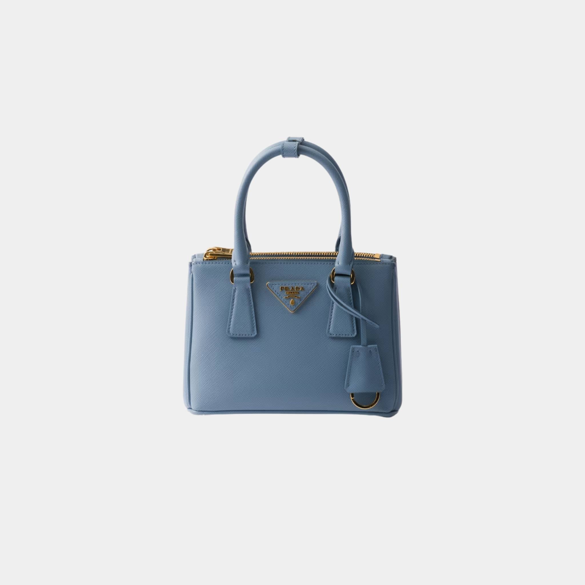 Prada Galleria Saffiano Leather Mini Bag, Astral Blue, Front