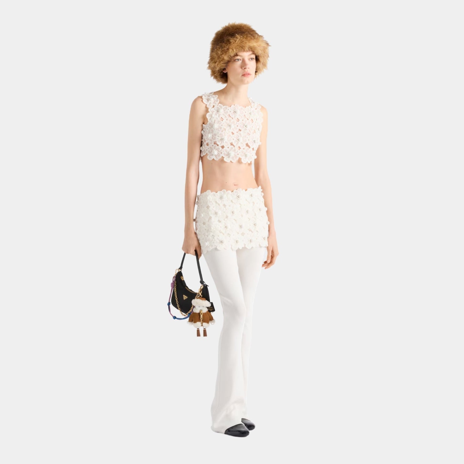 Prada Guipure Top with Daisy Embroidery, Model, Front