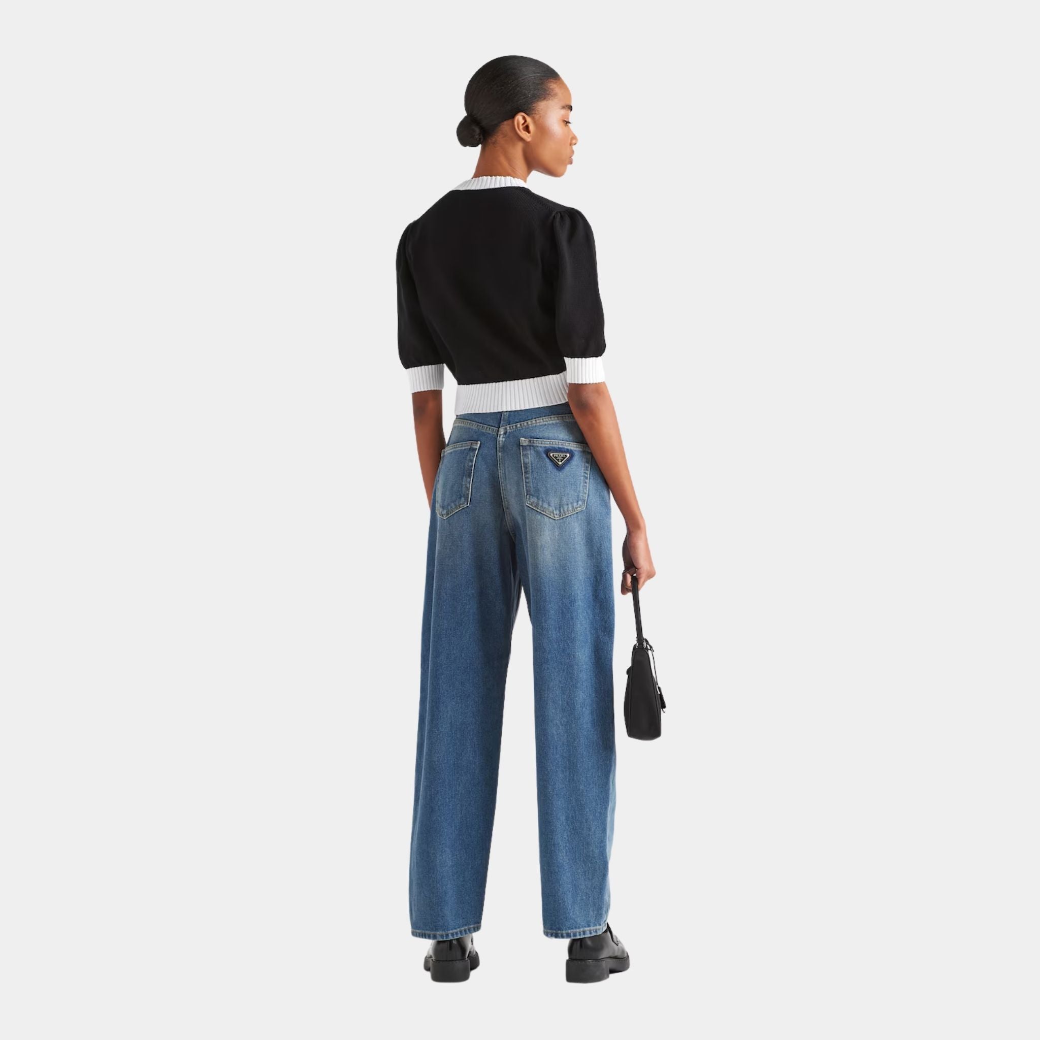 Prada High-waisted Denim Jeans, Model, Back