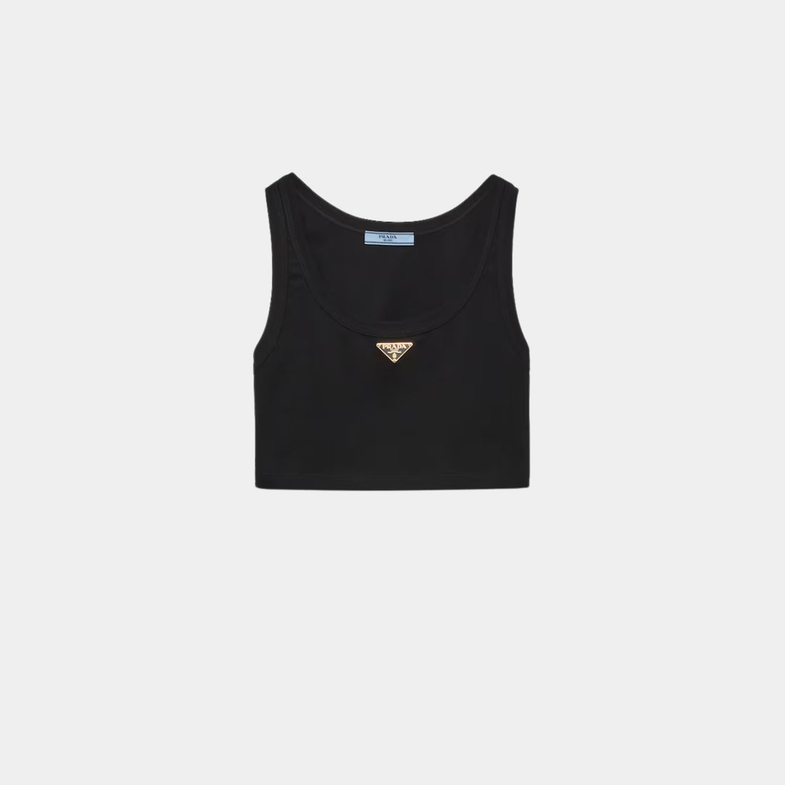 Prada Jersey Cropped Top, Black, Front