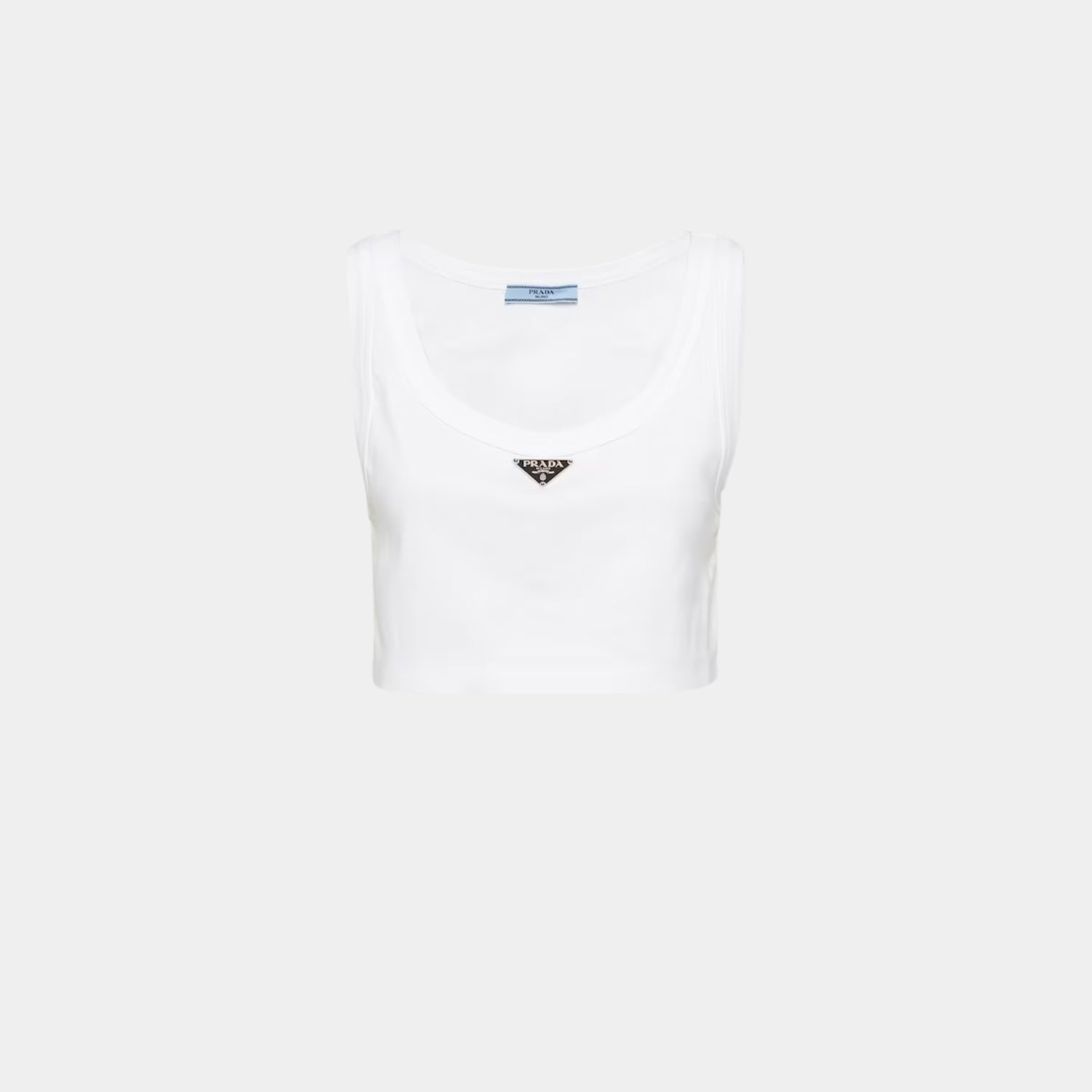 Prada Jersey Cropped Top, White, Front