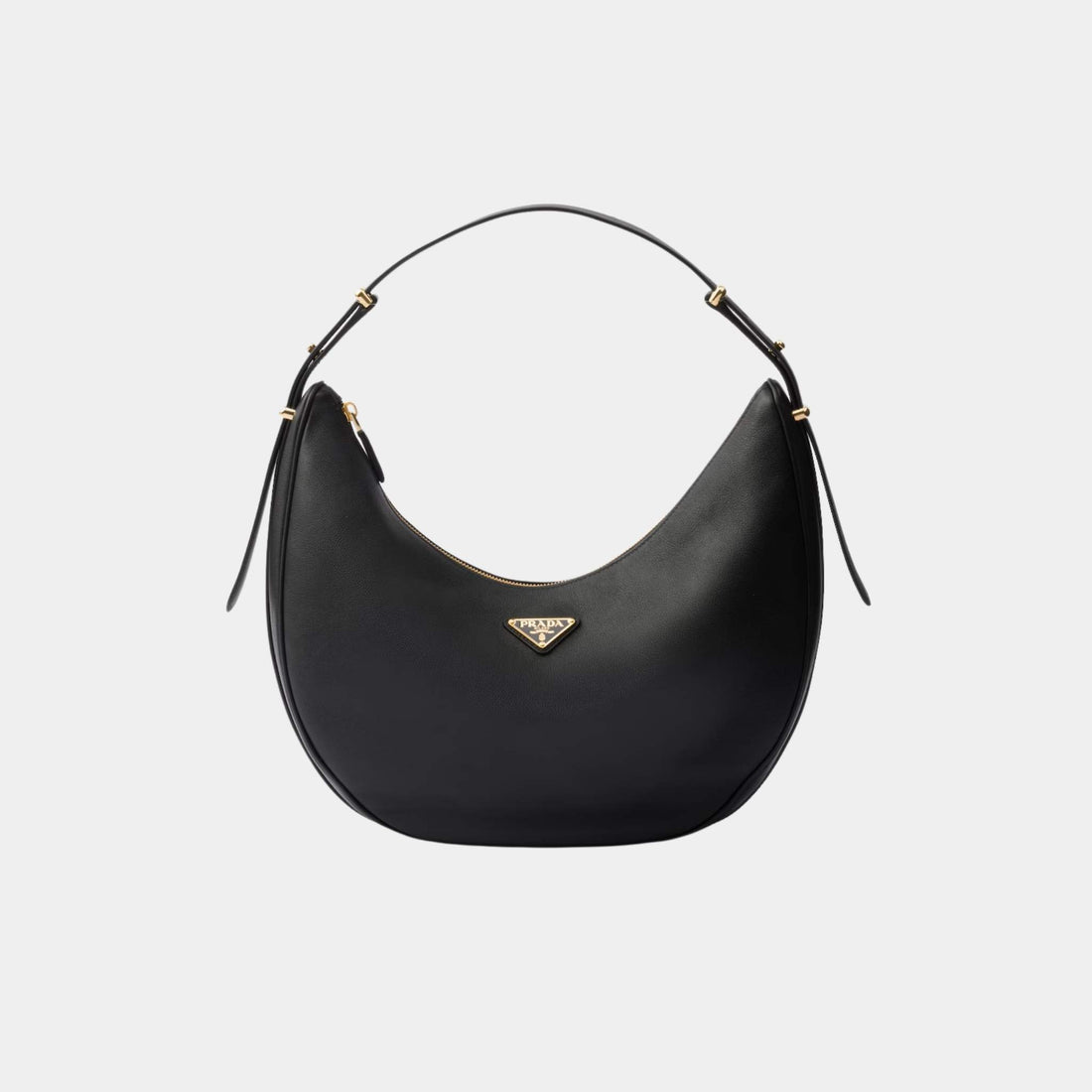 Prada Large Calfskin Leather Shoulder Bag, Black, Front