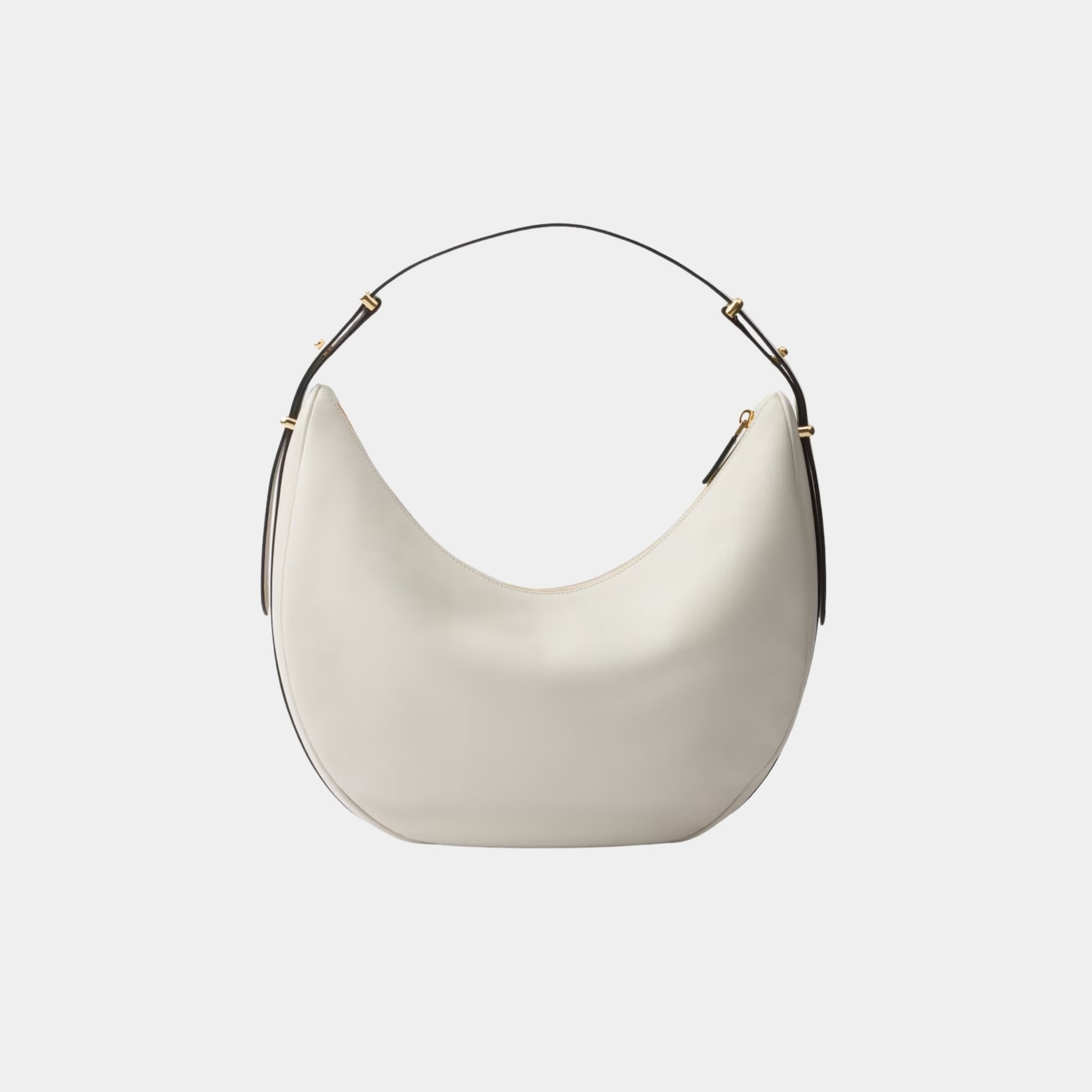 Prada Large Calfskin Leather Shoulder Bag, White, Back