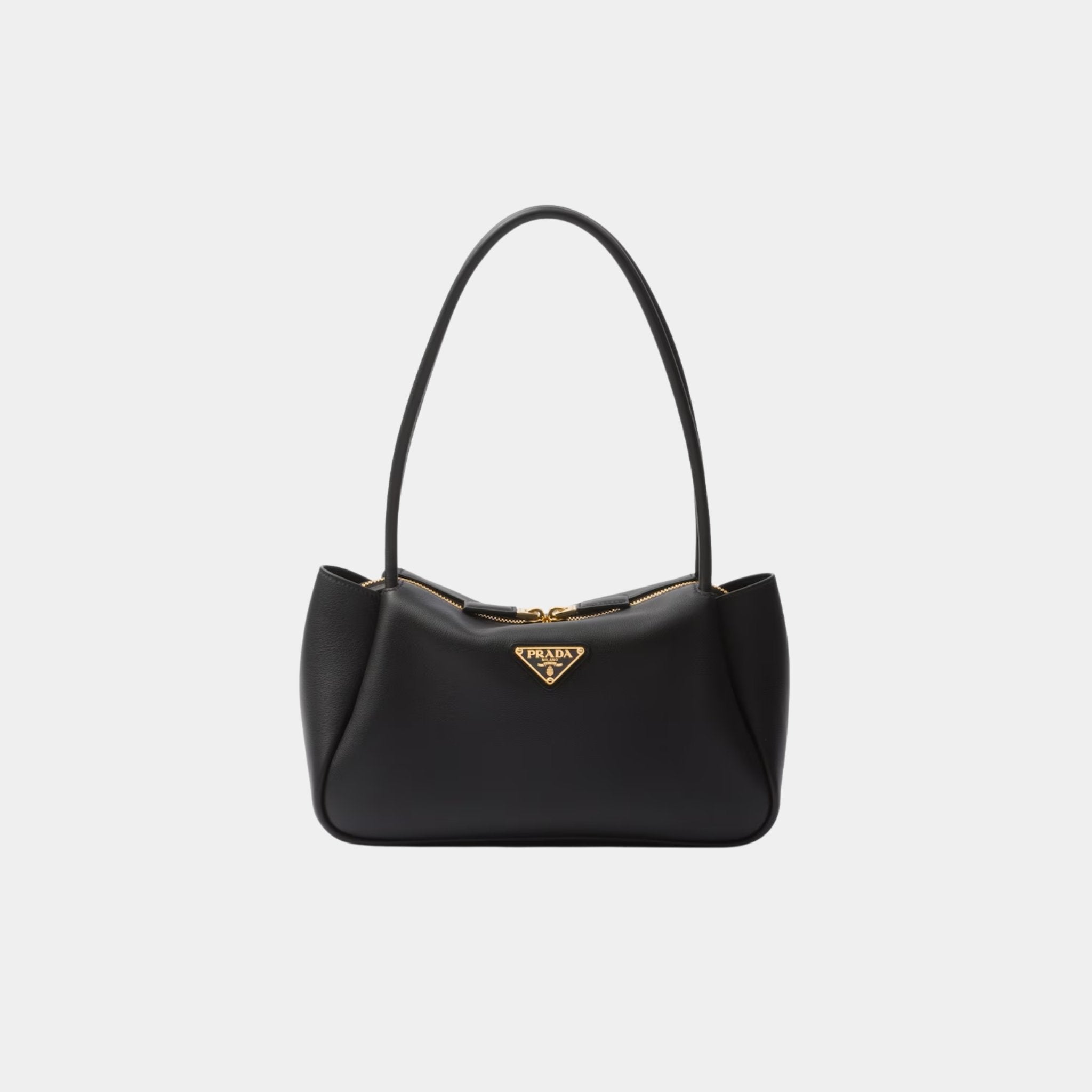 Prada Medium Darling Leather Shoulder Bag, Black, Front