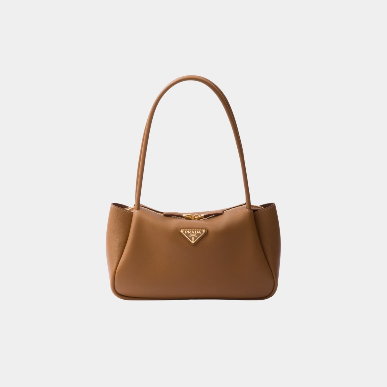 Prada Medium Darling Leather Shoulder Bag, Caramel, Front