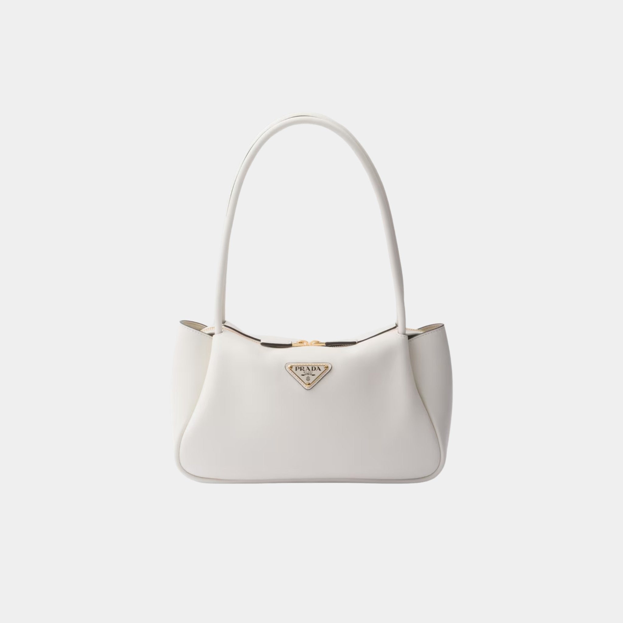 Prada Medium Darling Leather Shoulder Bag, White, Front