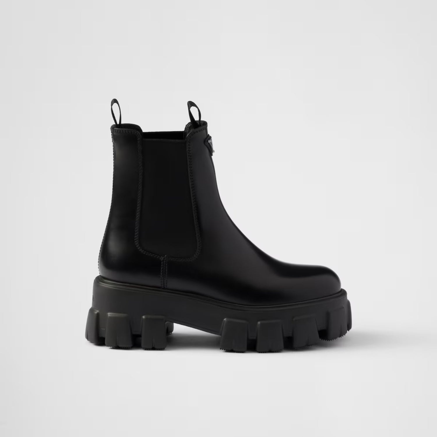 Prada Monolith Brushed Leather Chelsea Boots, Side