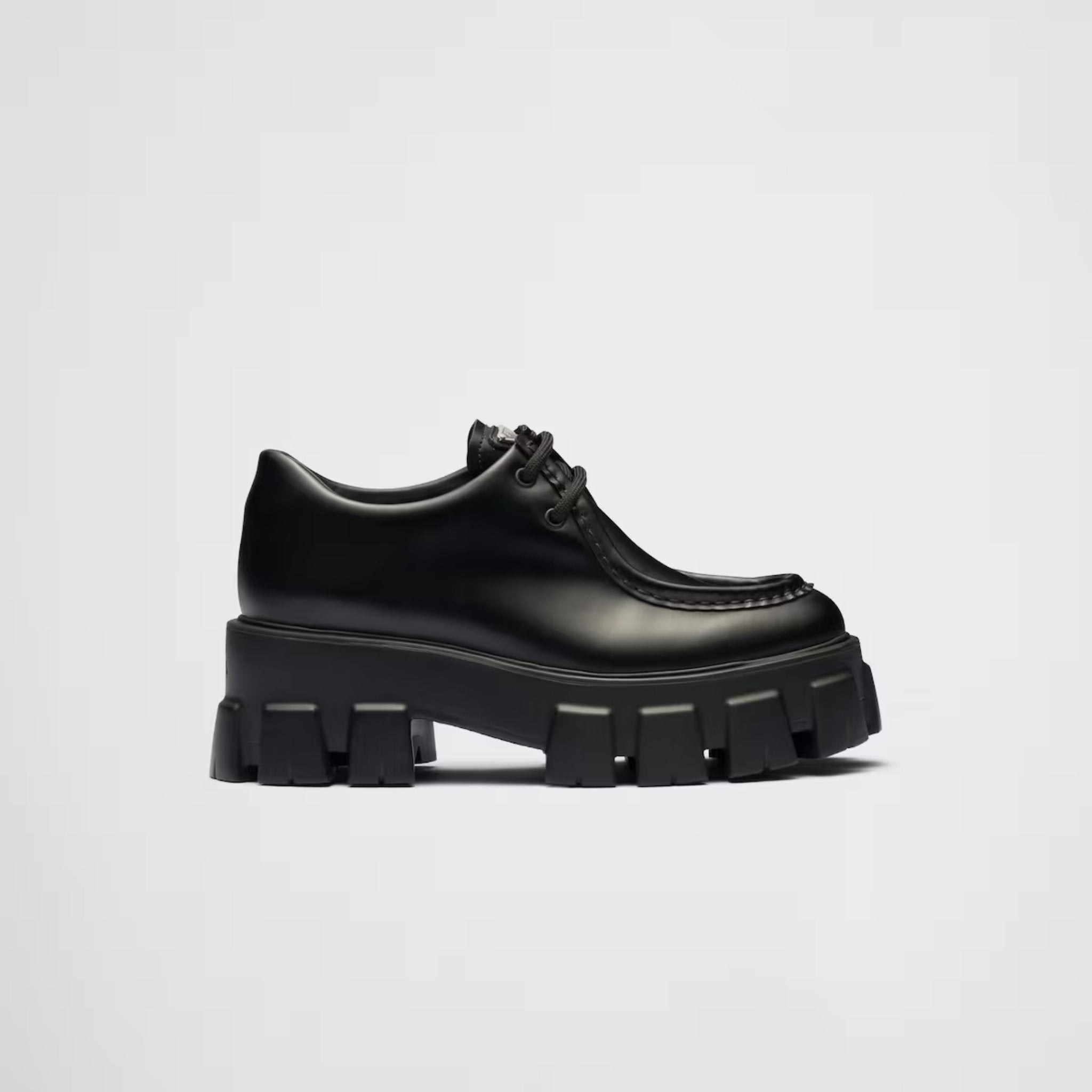 Prada Monolith Brushed Leather Lace Up Shoes, Side