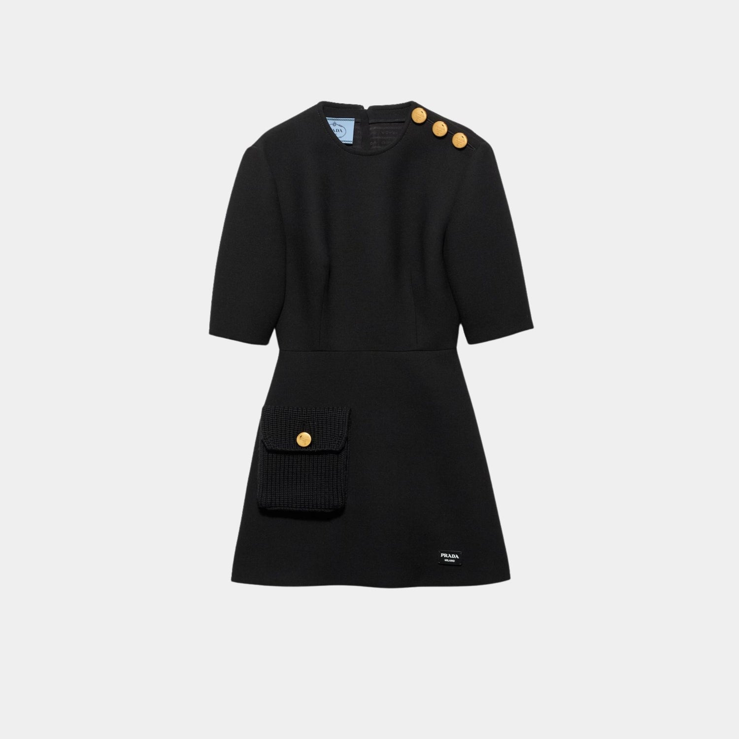 Prada Natté Minidress, Black, Front