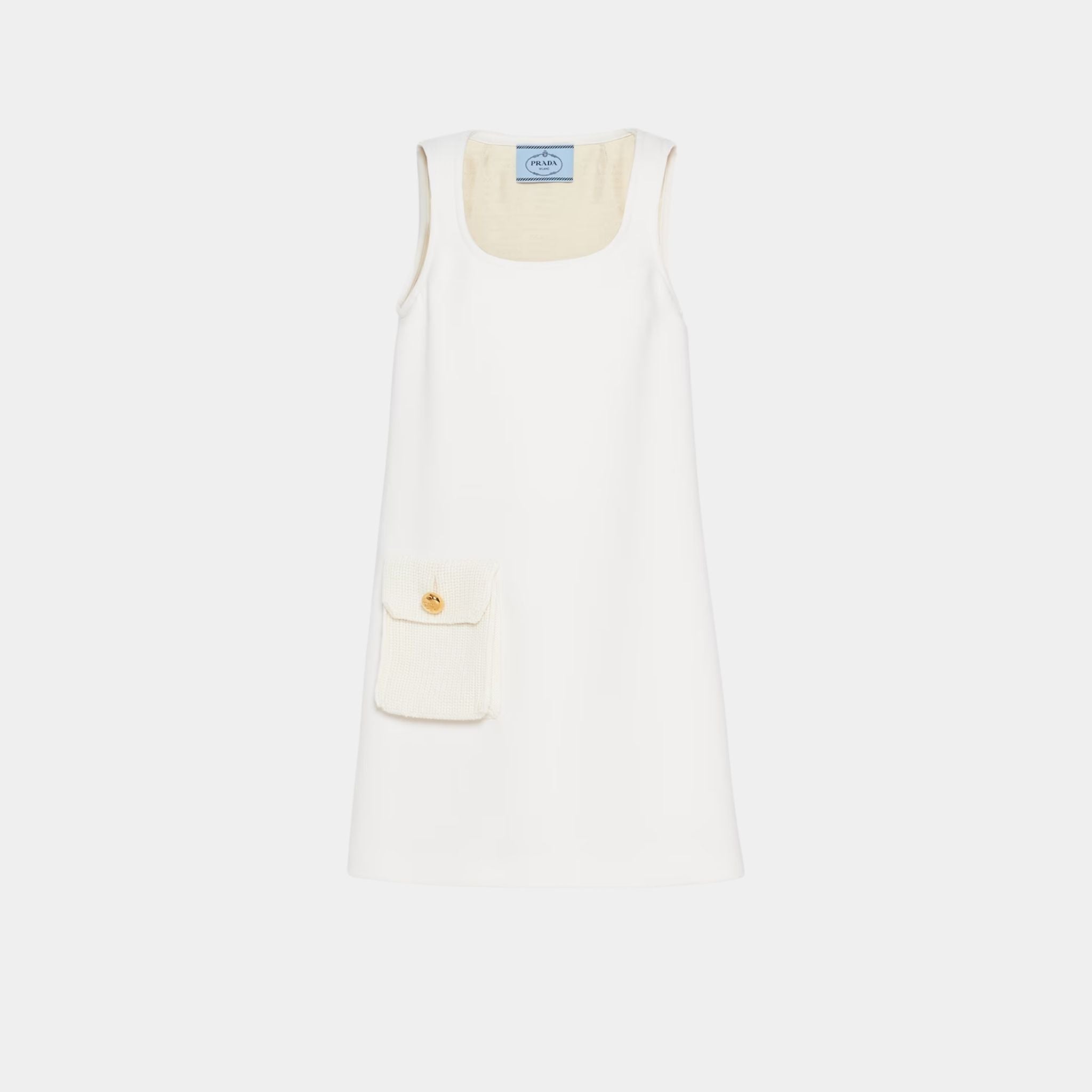 Prada Natté Straight Minidress, White, Front