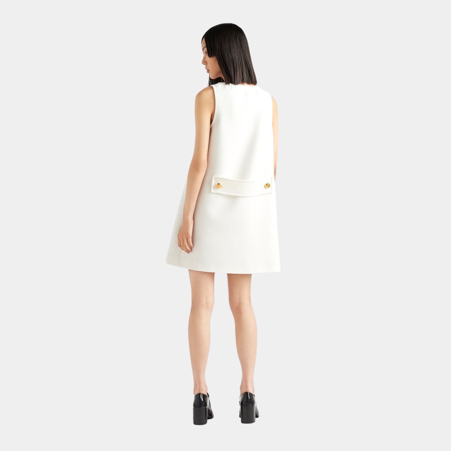 Prada Natté Straight Minidress, White, Model, Back