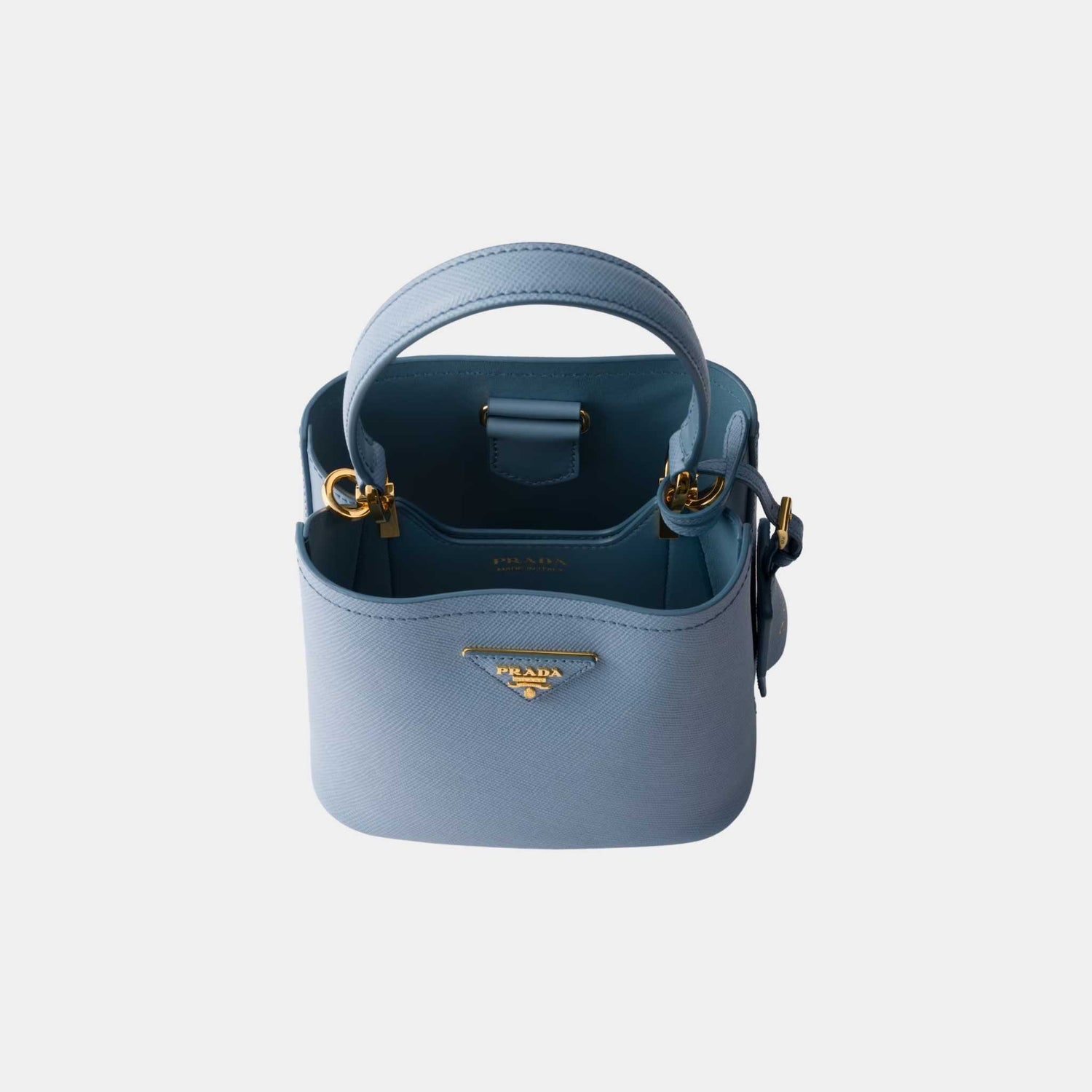 Prada Panier Saffiano Leather Mini Bag, Astral Blue, Top