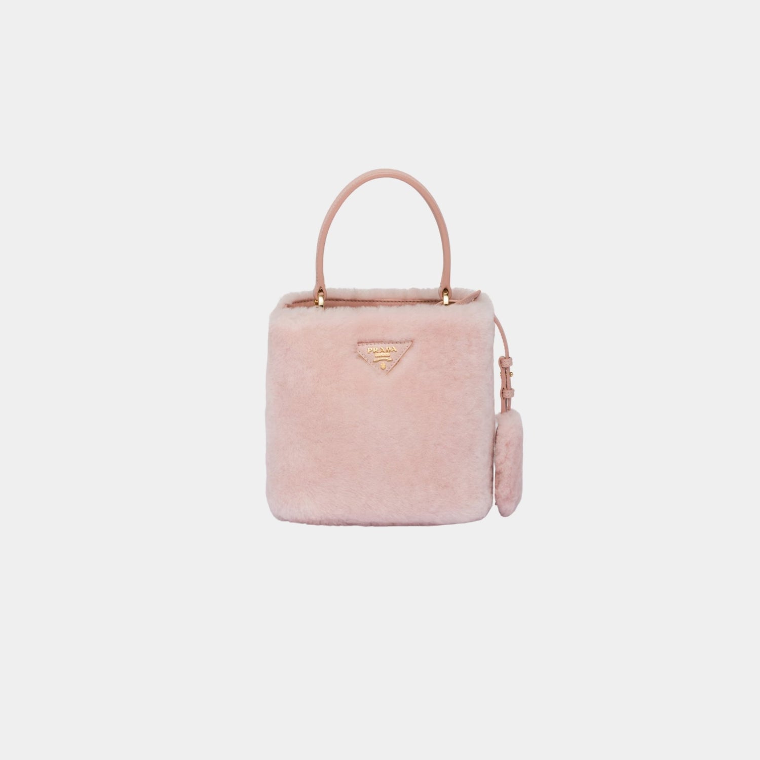 Prada Panier Shearling Mini Bag, Orchid, Front