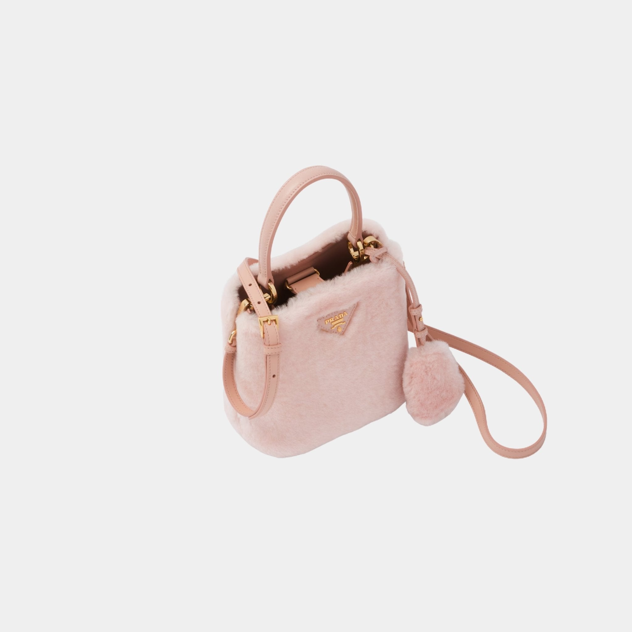 Prada Panier Shearling Mini Bag, Orchid, Top