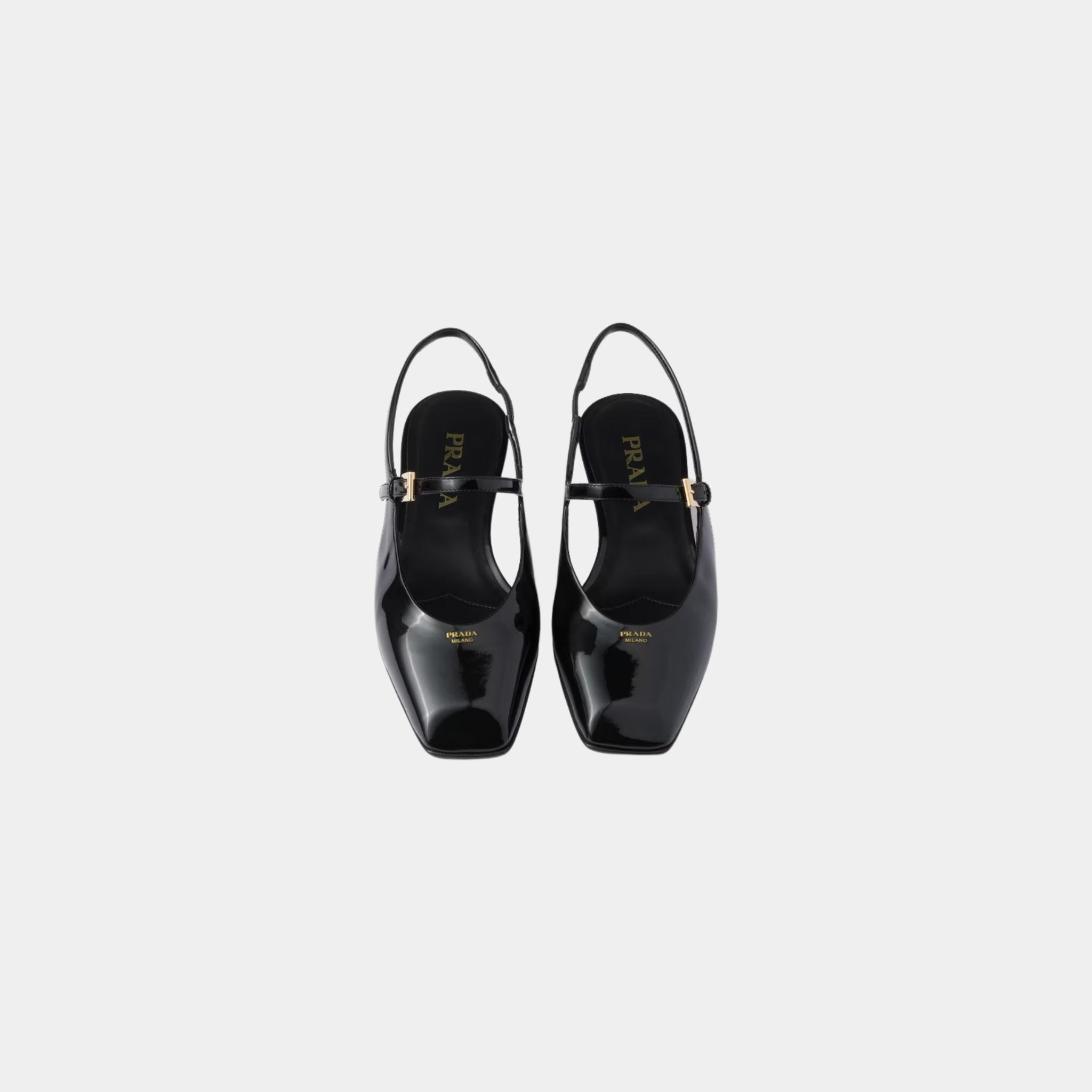 Prada Patent Leather Slingback Ballerinas, Black, Top