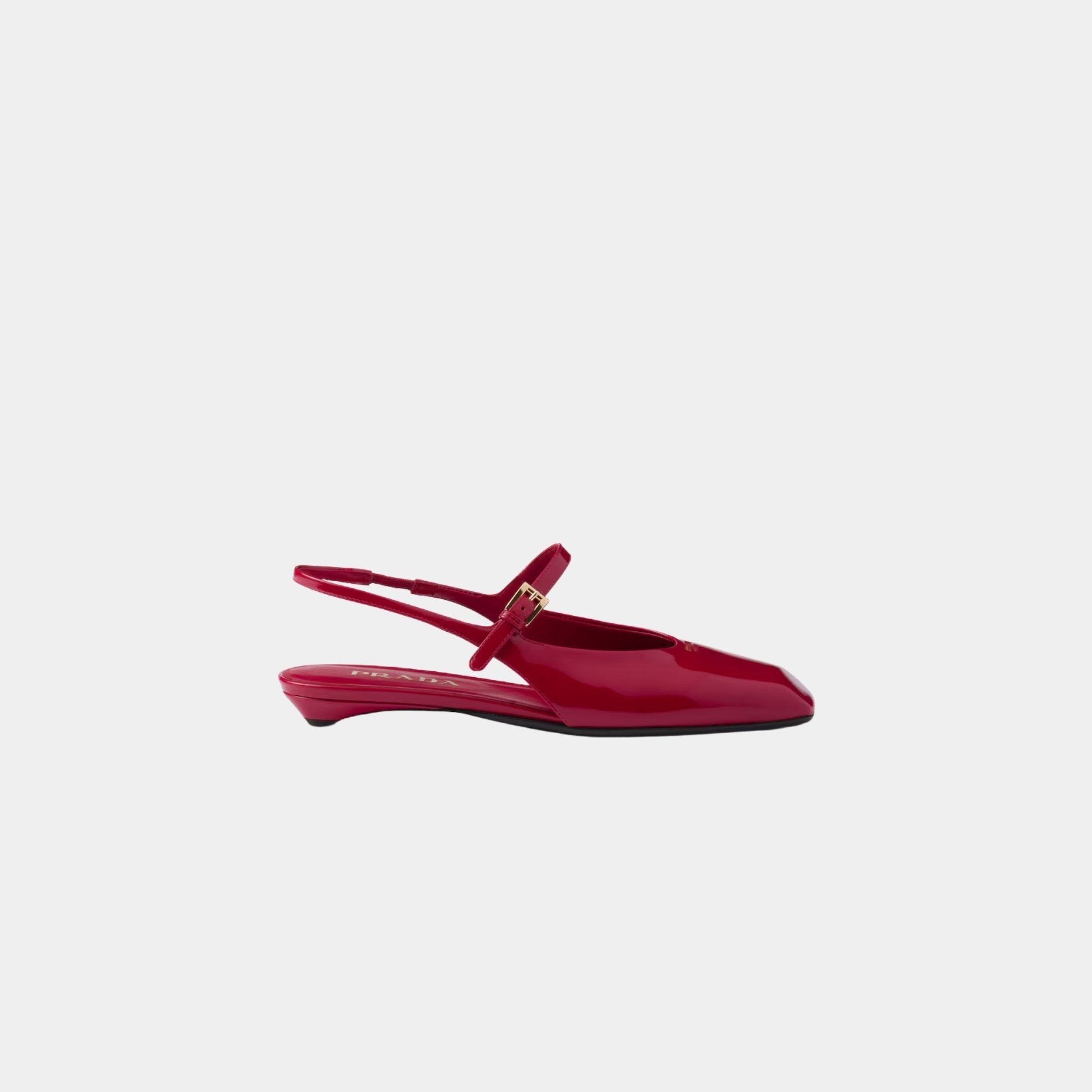 Prada Patent Leather Slingback Ballerinas, Cherry Red, Side