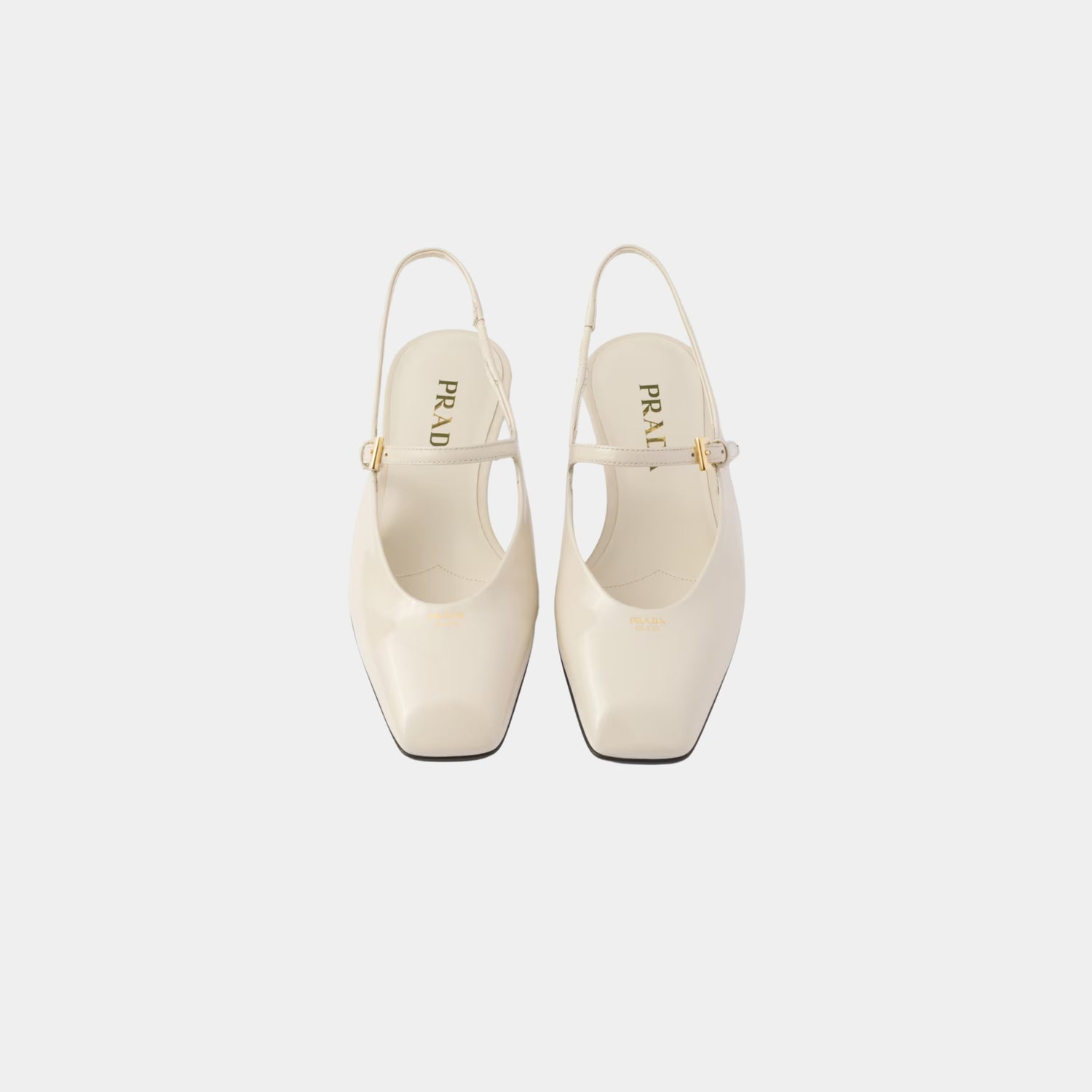 Prada Patent Leather Slingback Ballerinas, Ivory, Top