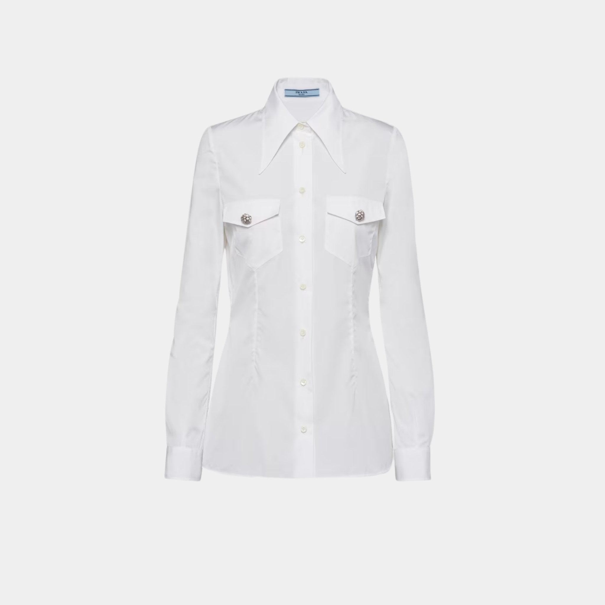 Prada Poplin Shirt with Jewel Buttons, Front