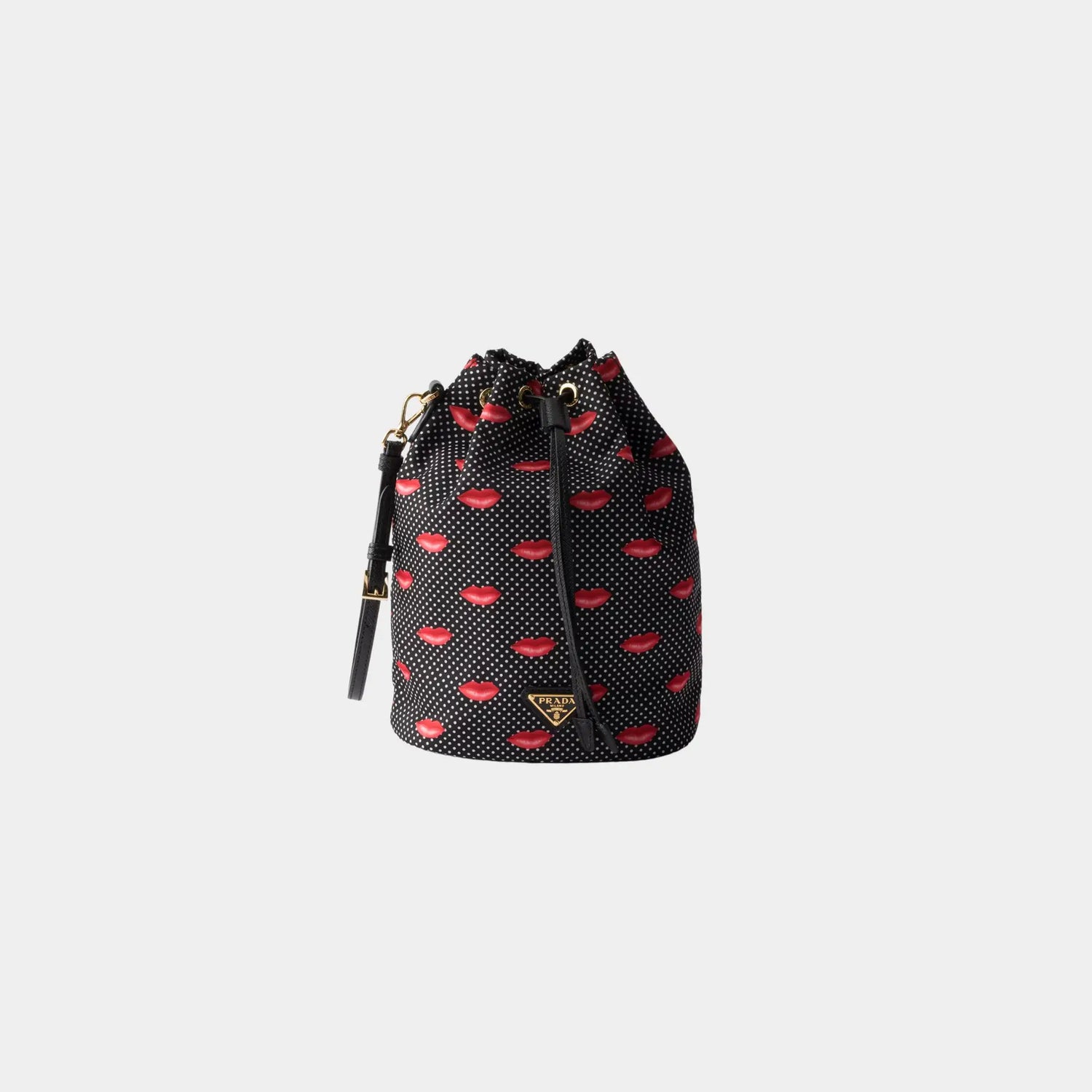 Prada Printed Re-Nylon pouch, Black , Front