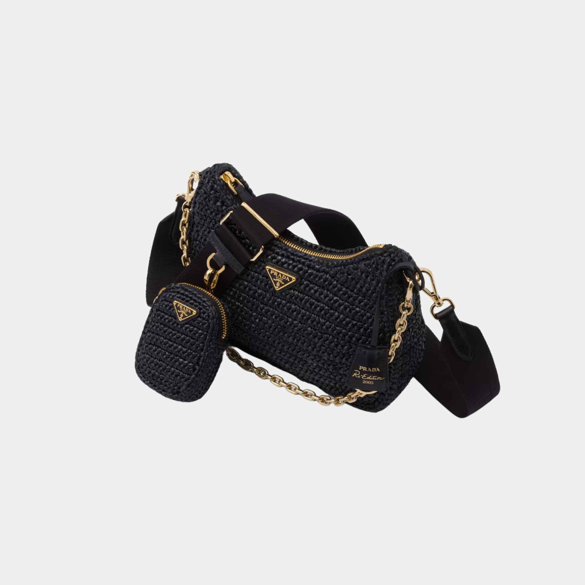 Prada Re-Edition 2005 Crochet Bag, Black, Side