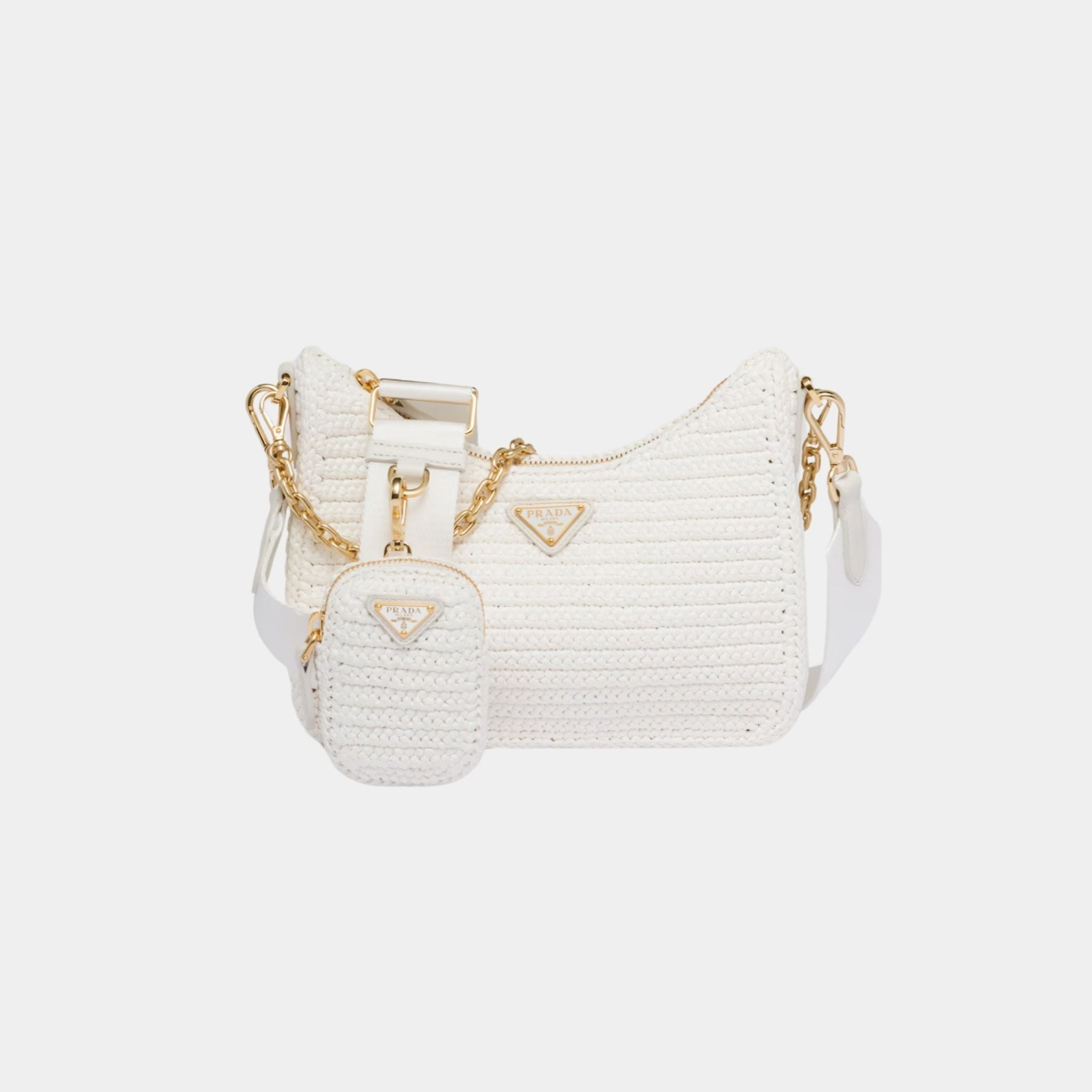 Prada Re-Edition 2005 Crochet Bag, White, Front