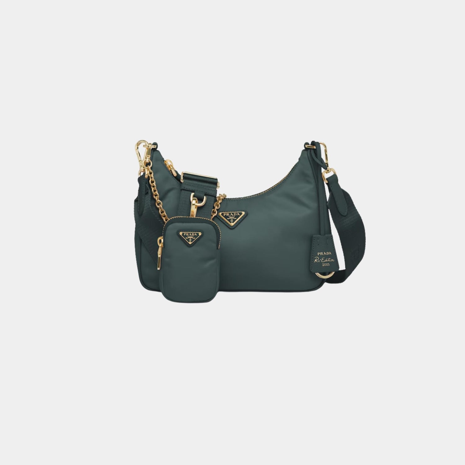 Prada Re-Edition 2005 Re-Nylon Bag, Emerald Green, Front