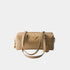 Prada Re-Nylon And Leather Medium Top Handle Bag With Padlock, Camel, Front