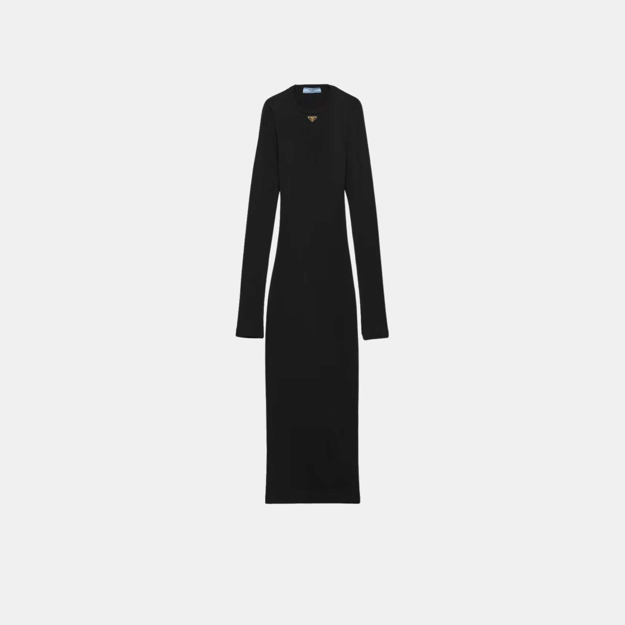 Prada Ribbed Knit Jersey Long Sleeved Dress, Front