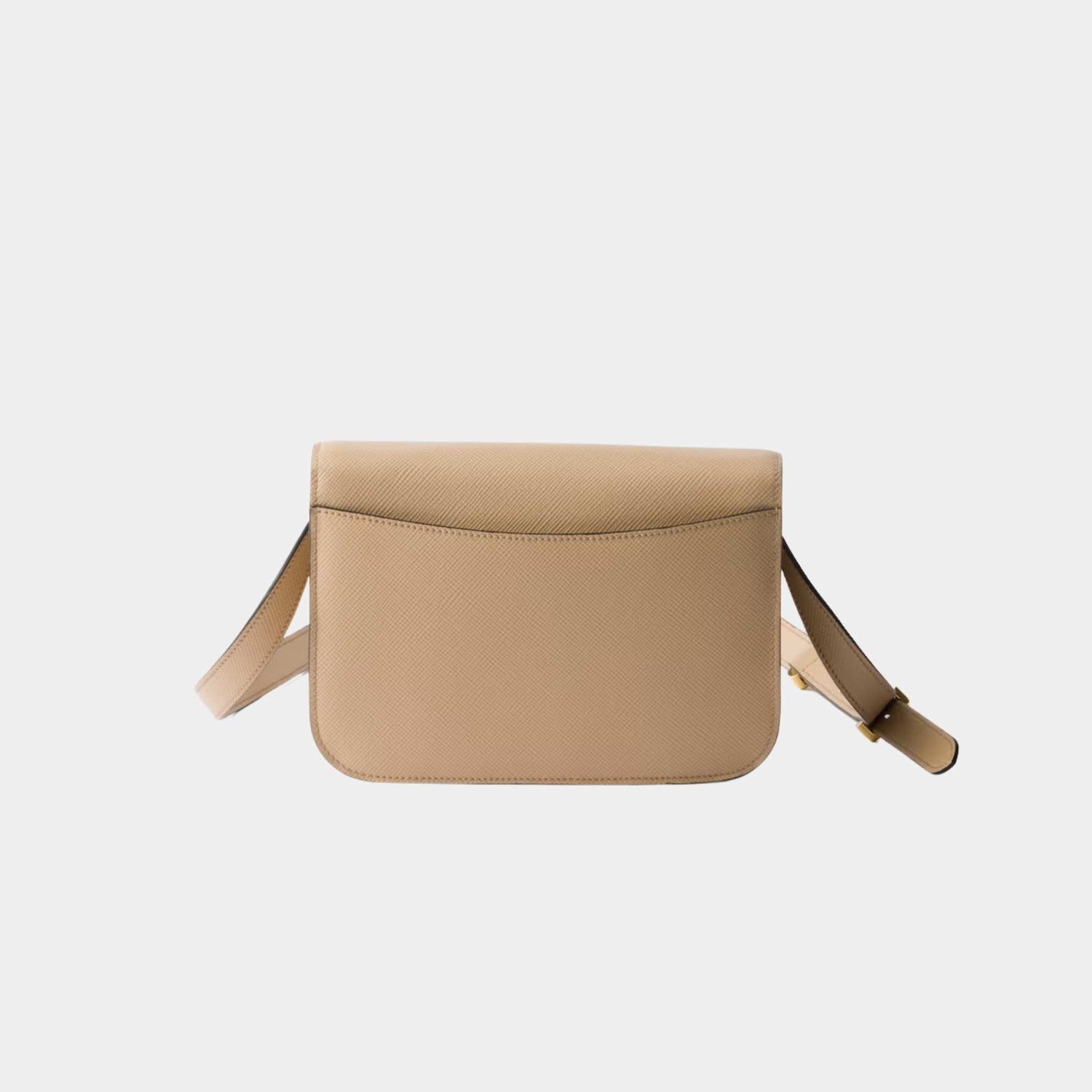 Prada Saffiano Leather Flap Shoulder Bag, Sand Beige, Back