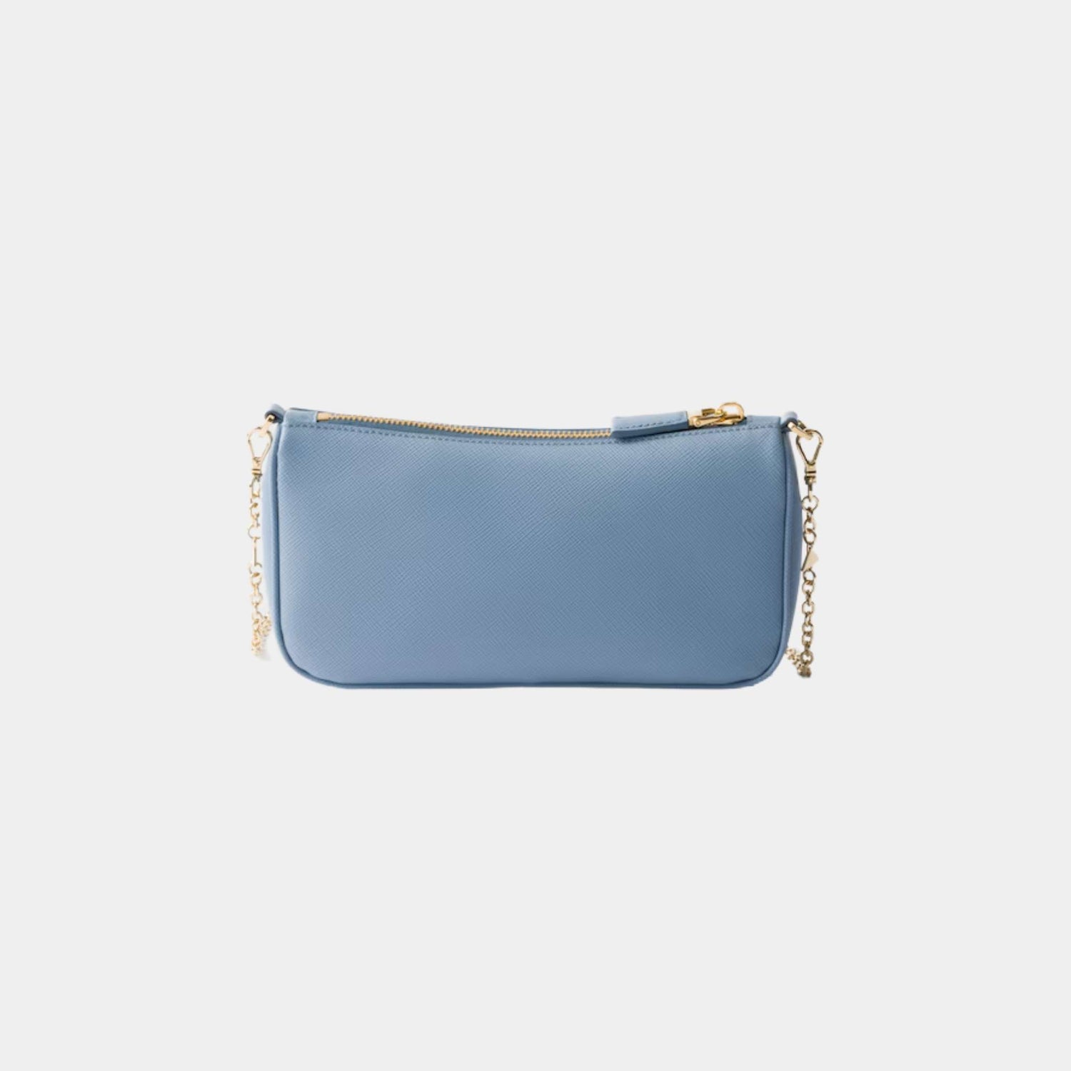 Prada Saffiano Leather Mini Bag With Chain Shoulder Strap, Astral Blue, Back