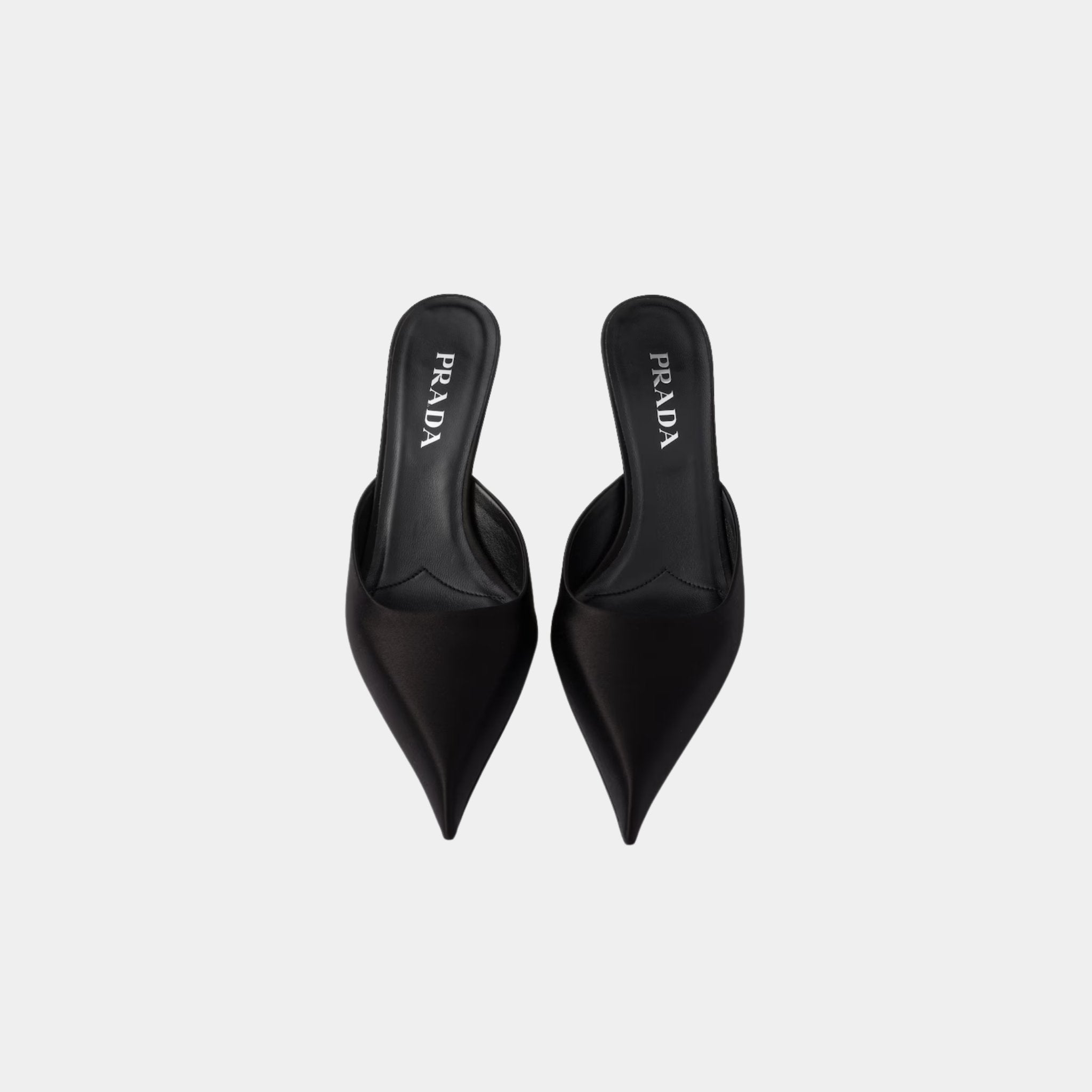 Prada Satin Mules Silk Viscose, Black, Top