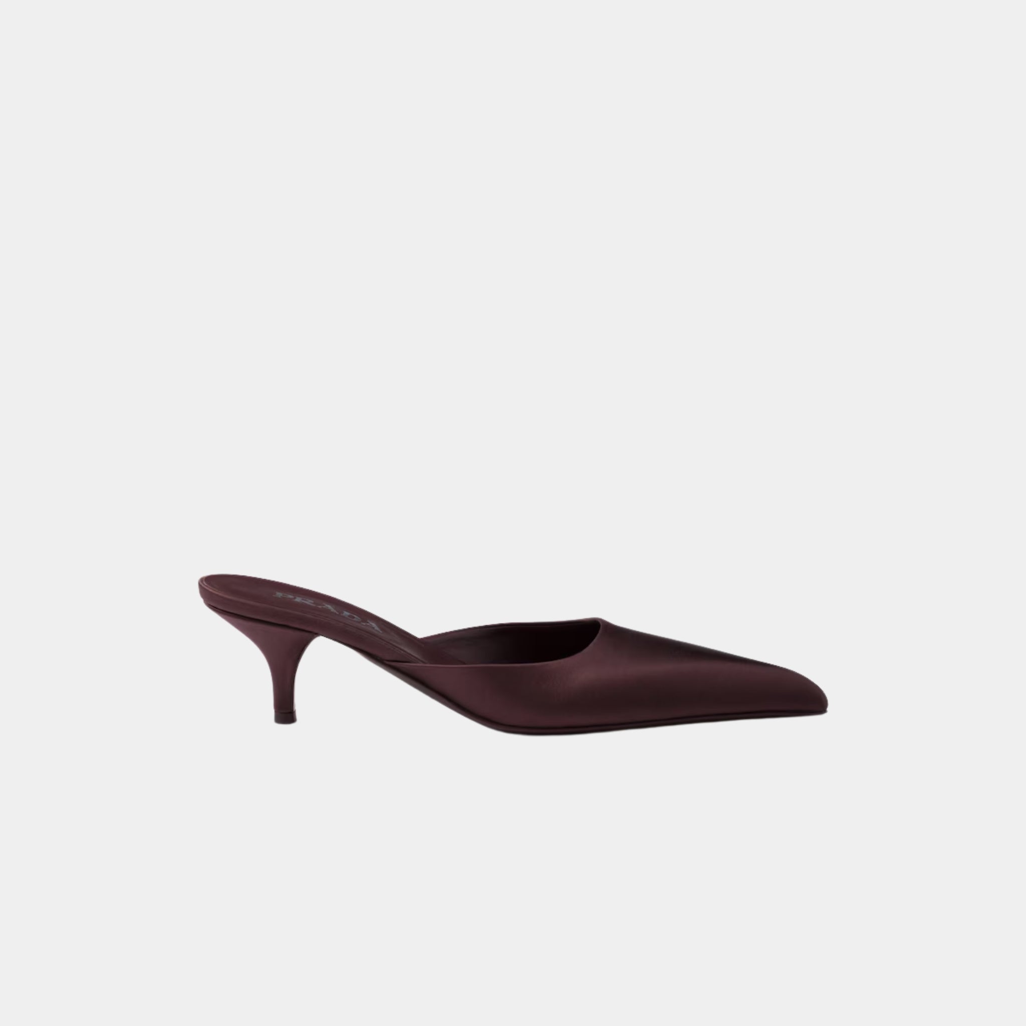 Prada Satin Mules Silk Viscose, Burgundy, Side