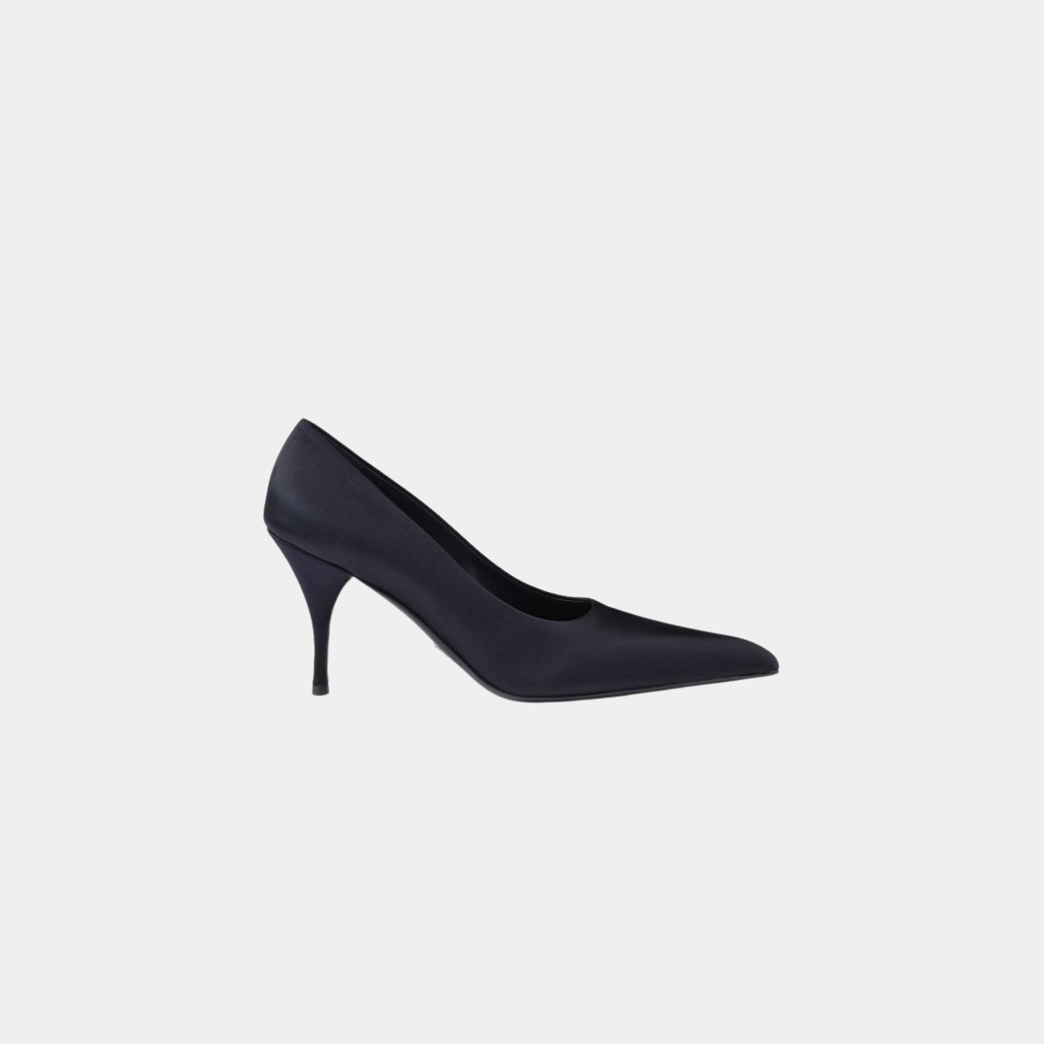 Prada Satin Pumps Silk Viscose, Navy, Side