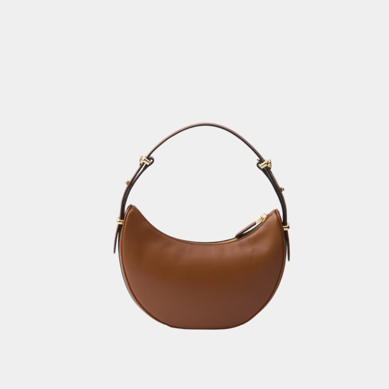 Prada Small Arque Leather Shoulder Bag, Cognac, Back