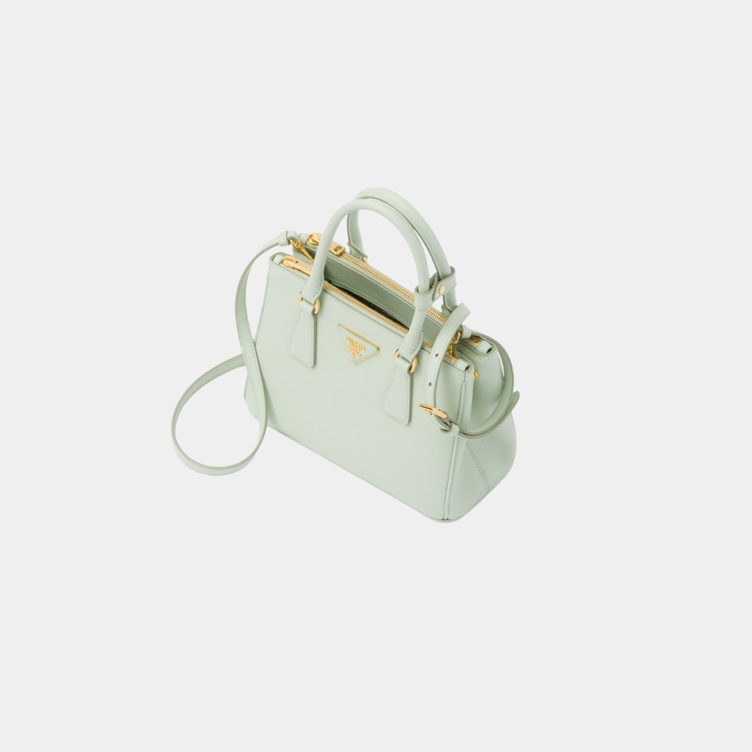 Prada Small Galleria Saffiano Leather Bag, Aqua, Top