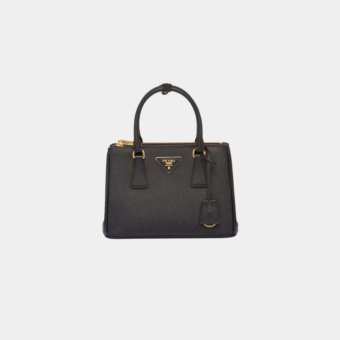 Prada Small Galleria Saffiano Leather Bag, Black, Front