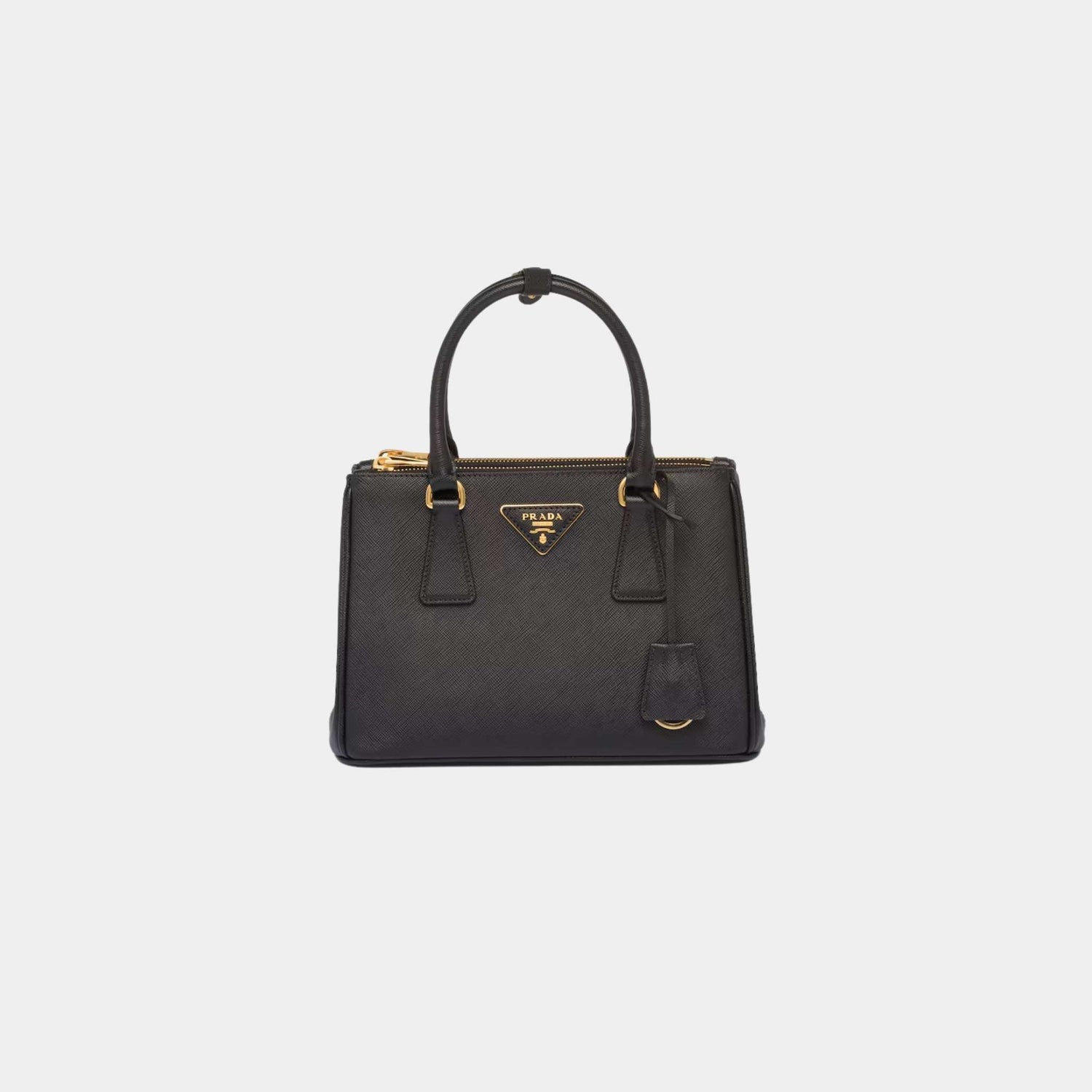 Prada Small Galleria Saffiano Leather Bag, Black, Front