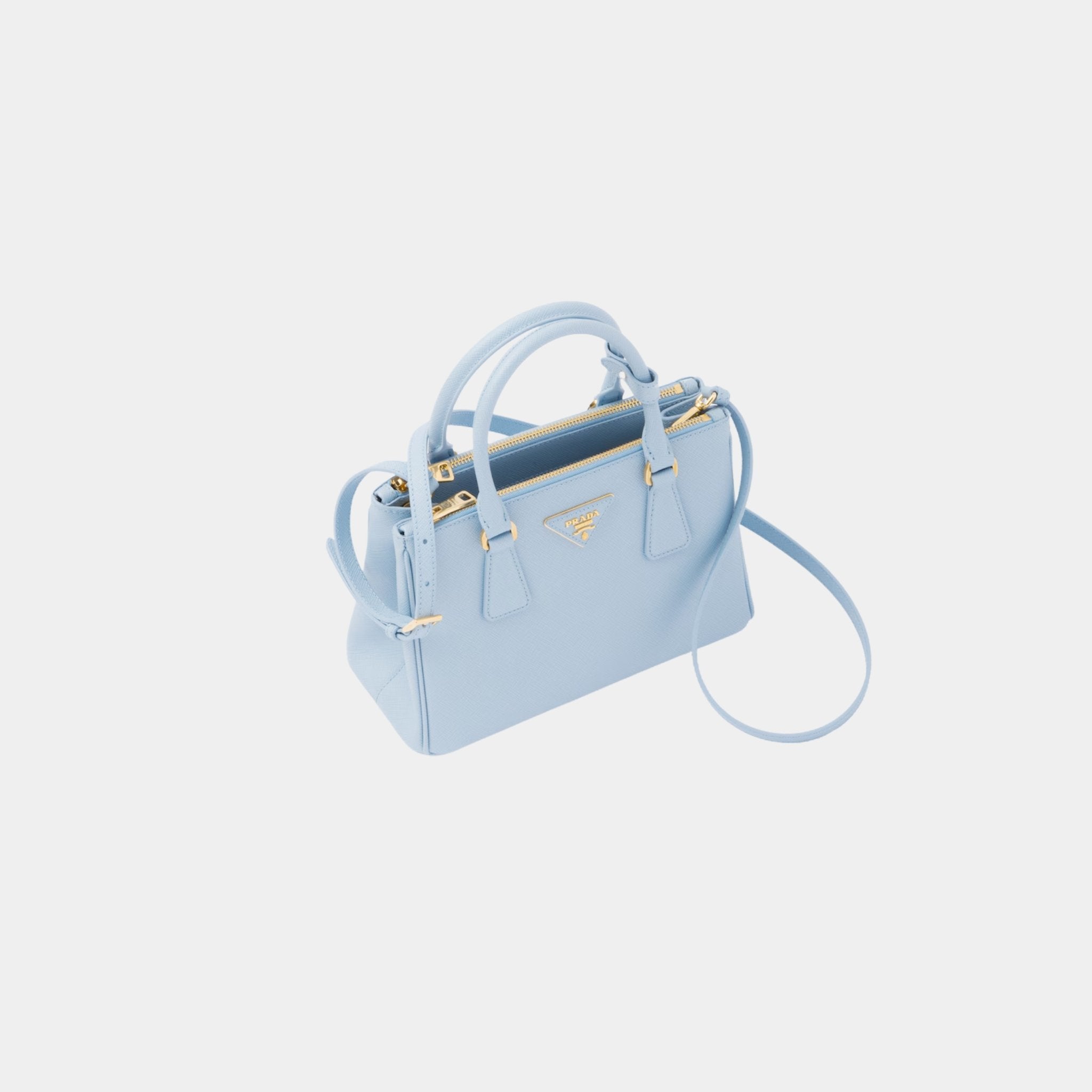 Prada Small Galleria Saffiano Leather Bag, Light Blue, Top