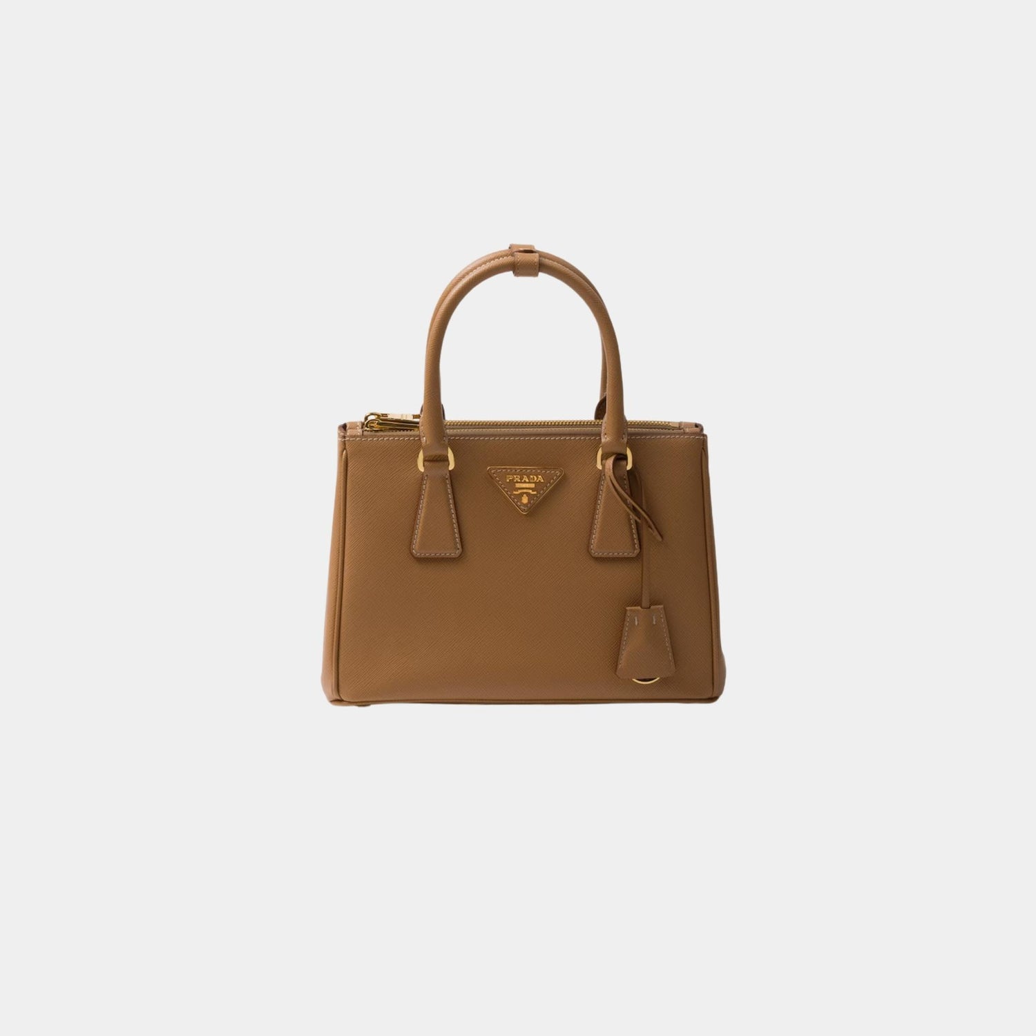 Prada Small Galleria Saffiano Leather Bag, Natural, Front